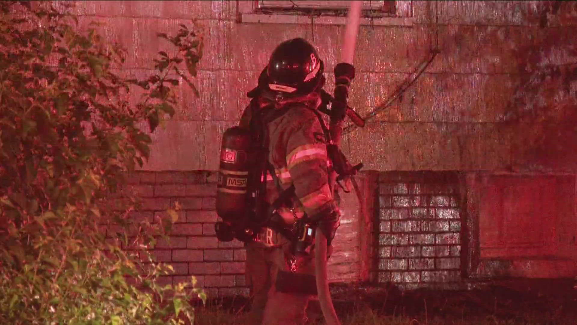 The fire was coming from the building's second floor, TFRD said. No one was injured in the incident, according to authorities.
