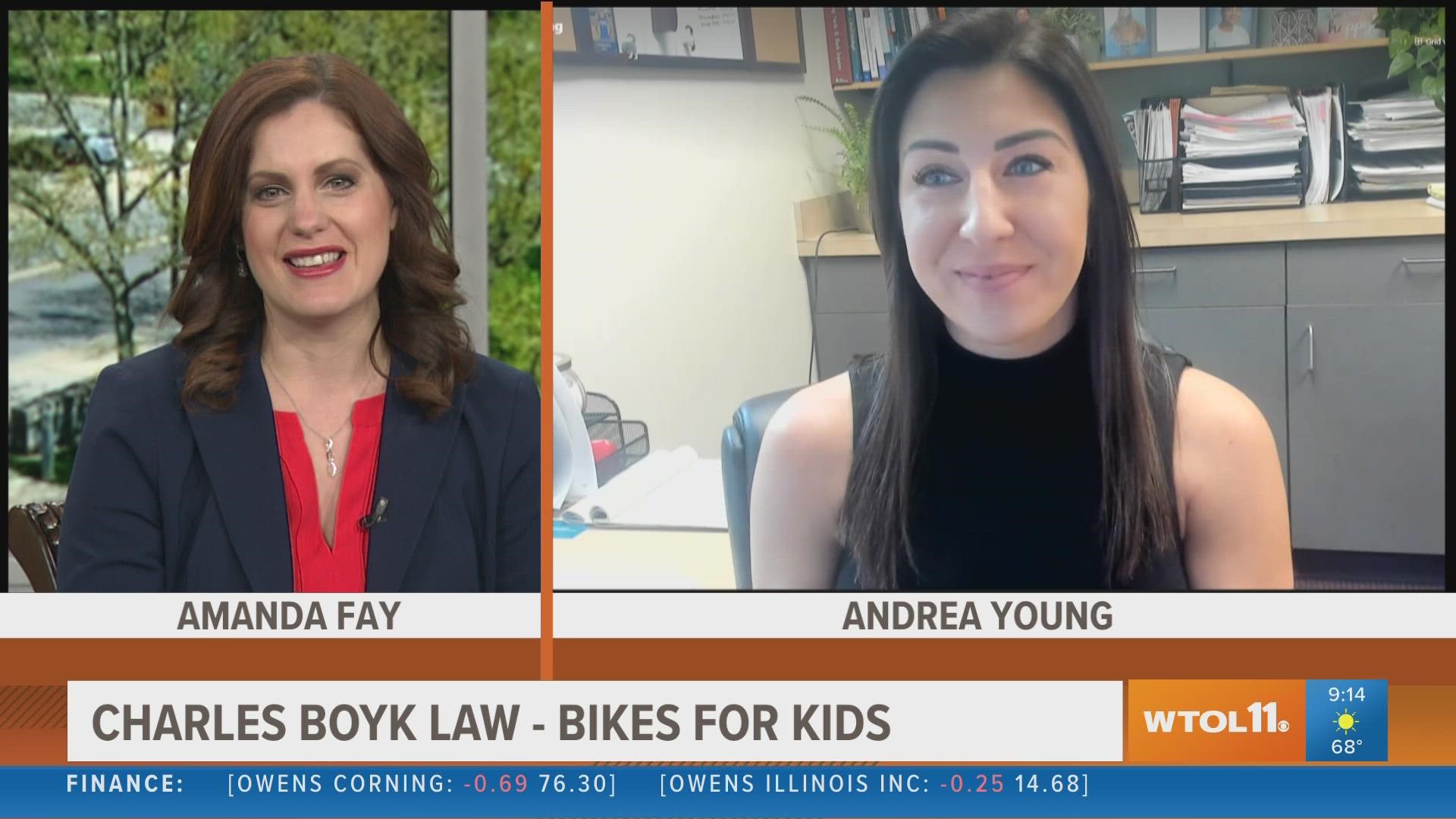 Andrea Young talks about Charles Boyk Law's Bikes for Kids.