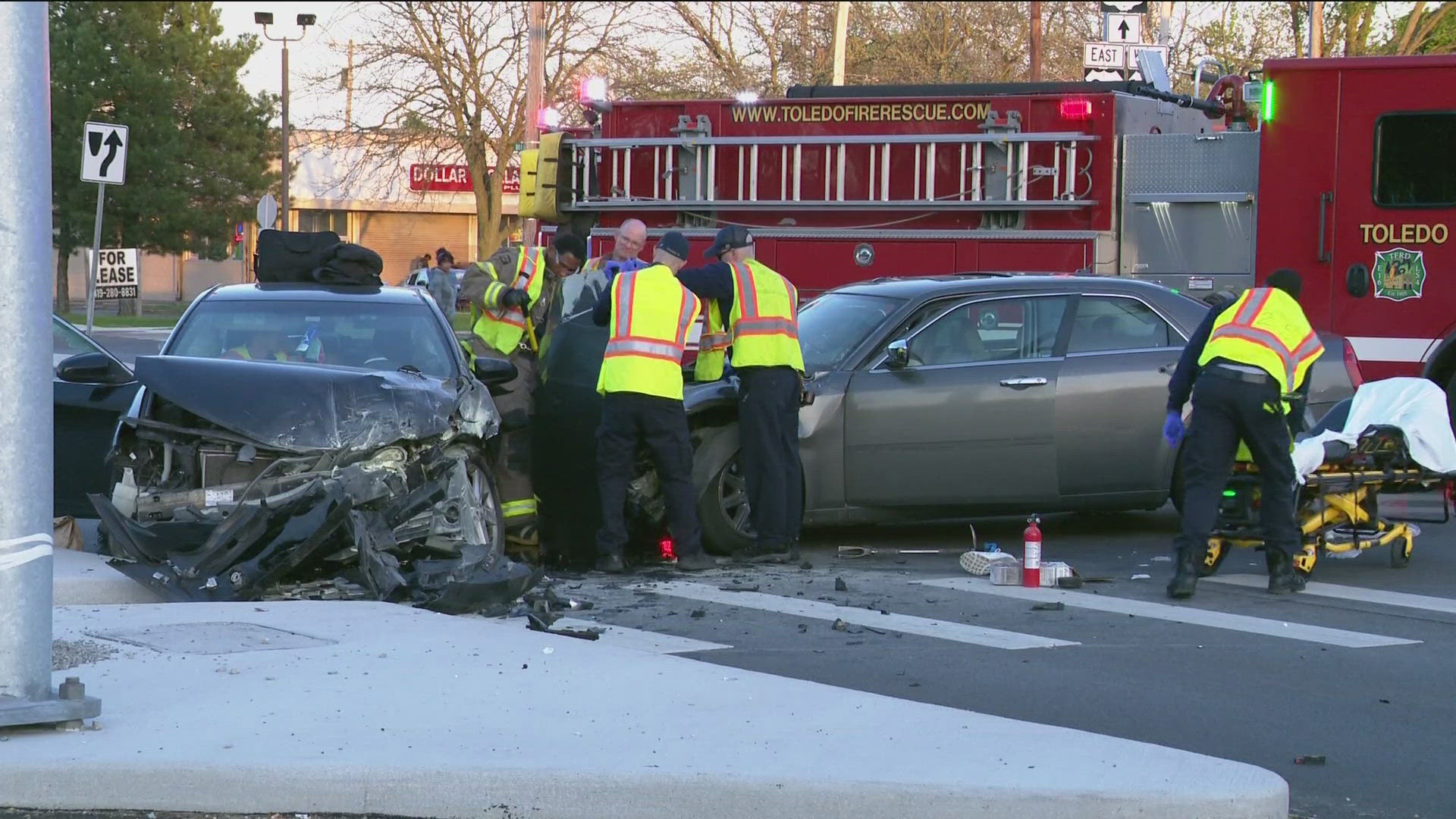 Two people were taken to the hospital Thursday afternoon. One of them sustained "possible serious injuries," according to police at the scene.