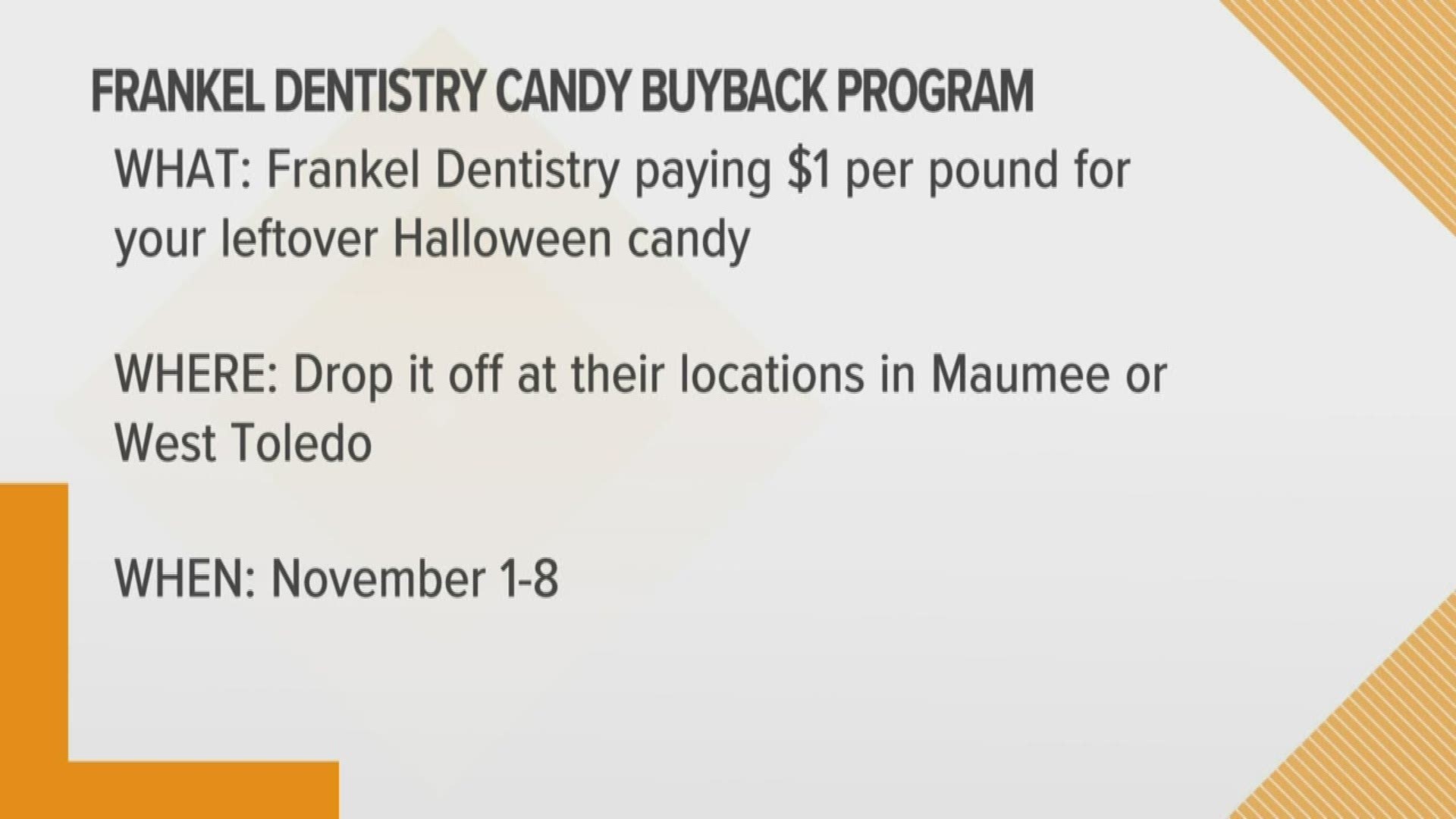 The offices will buy back candy for $1 per pound, and will donate all the candy to the troops deployed overseas.