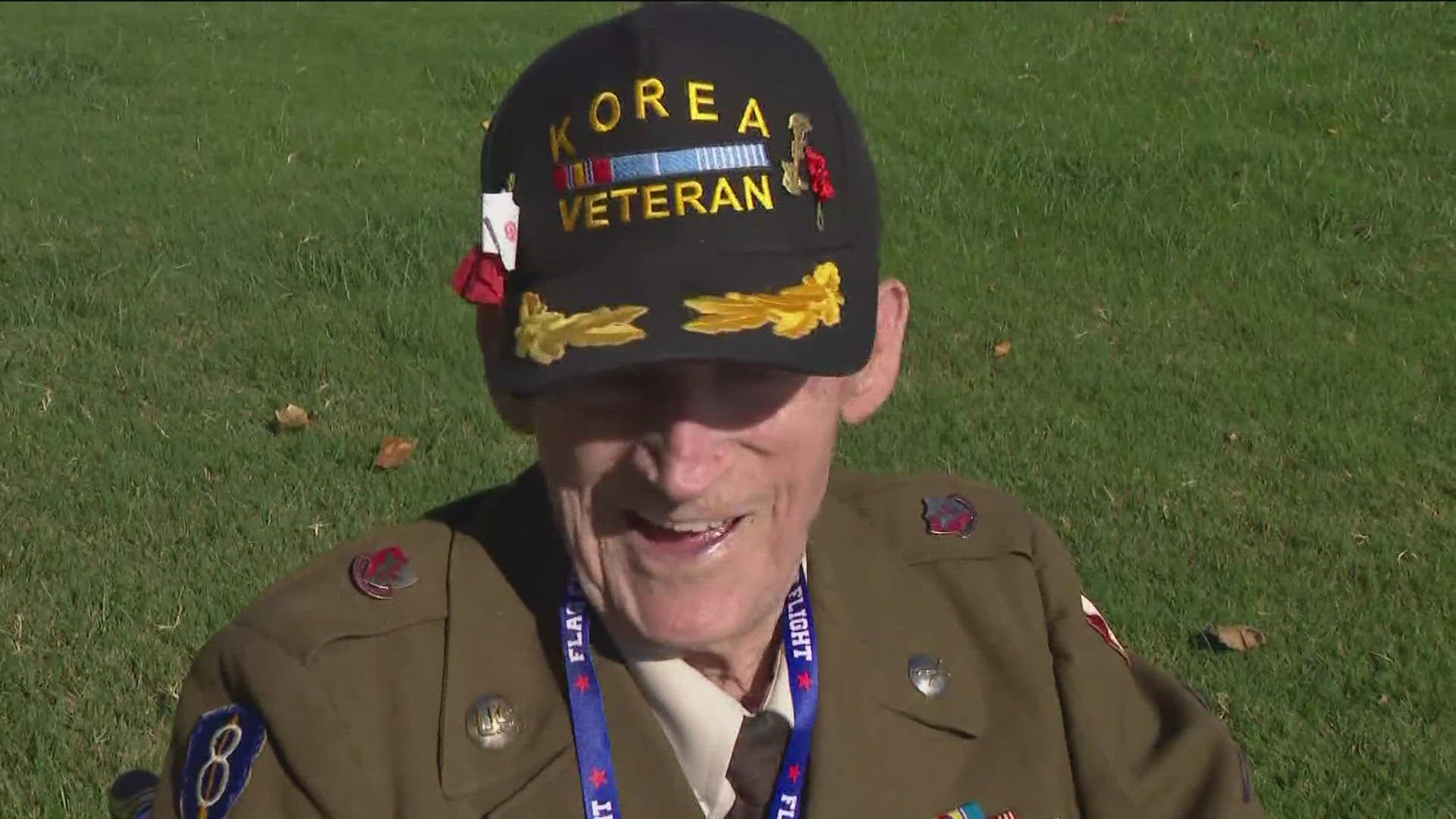 Red McMahon from Deerfield, Michigan, is a Korean War veteran. He described Flag City Honor Flight as a trip he'll never forget.