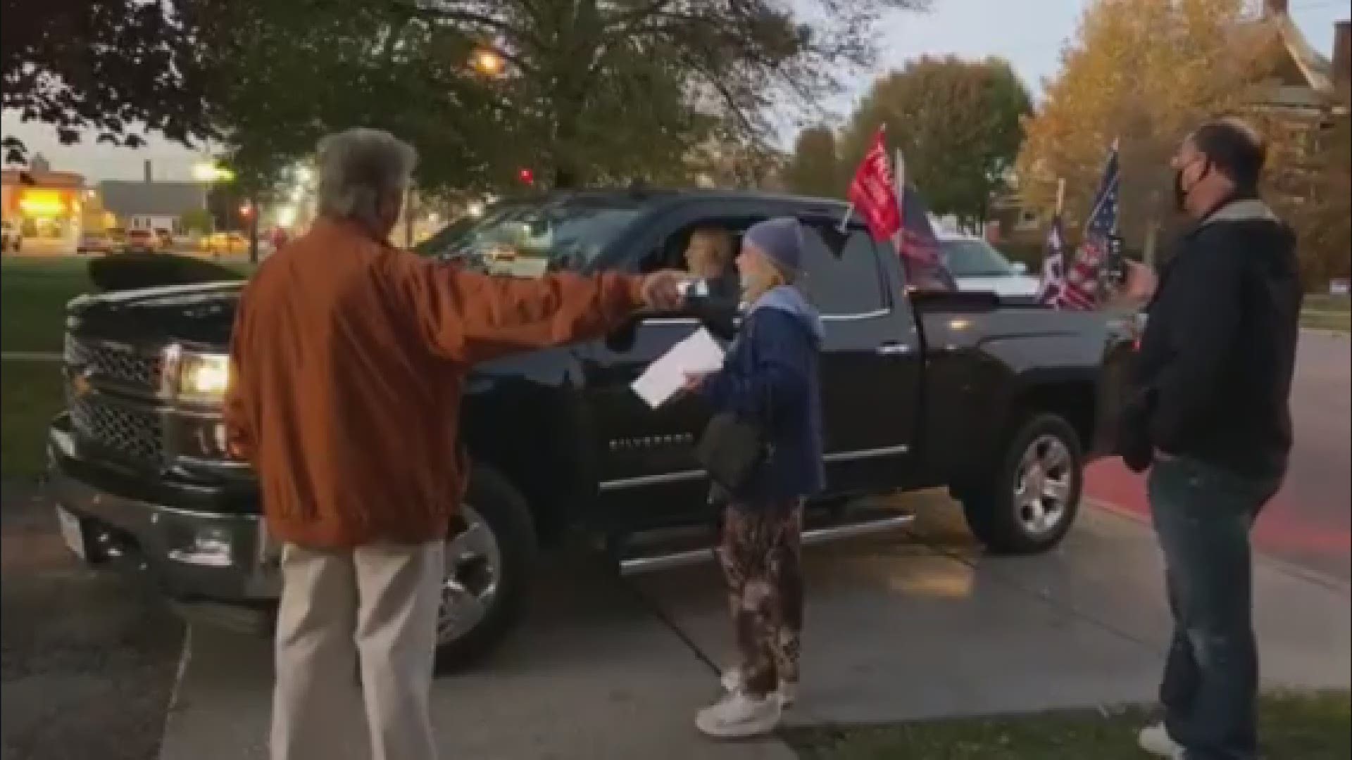 For about 15 minutes, a pickup truck was stopped in the driveway of a Findlay polling location on election night