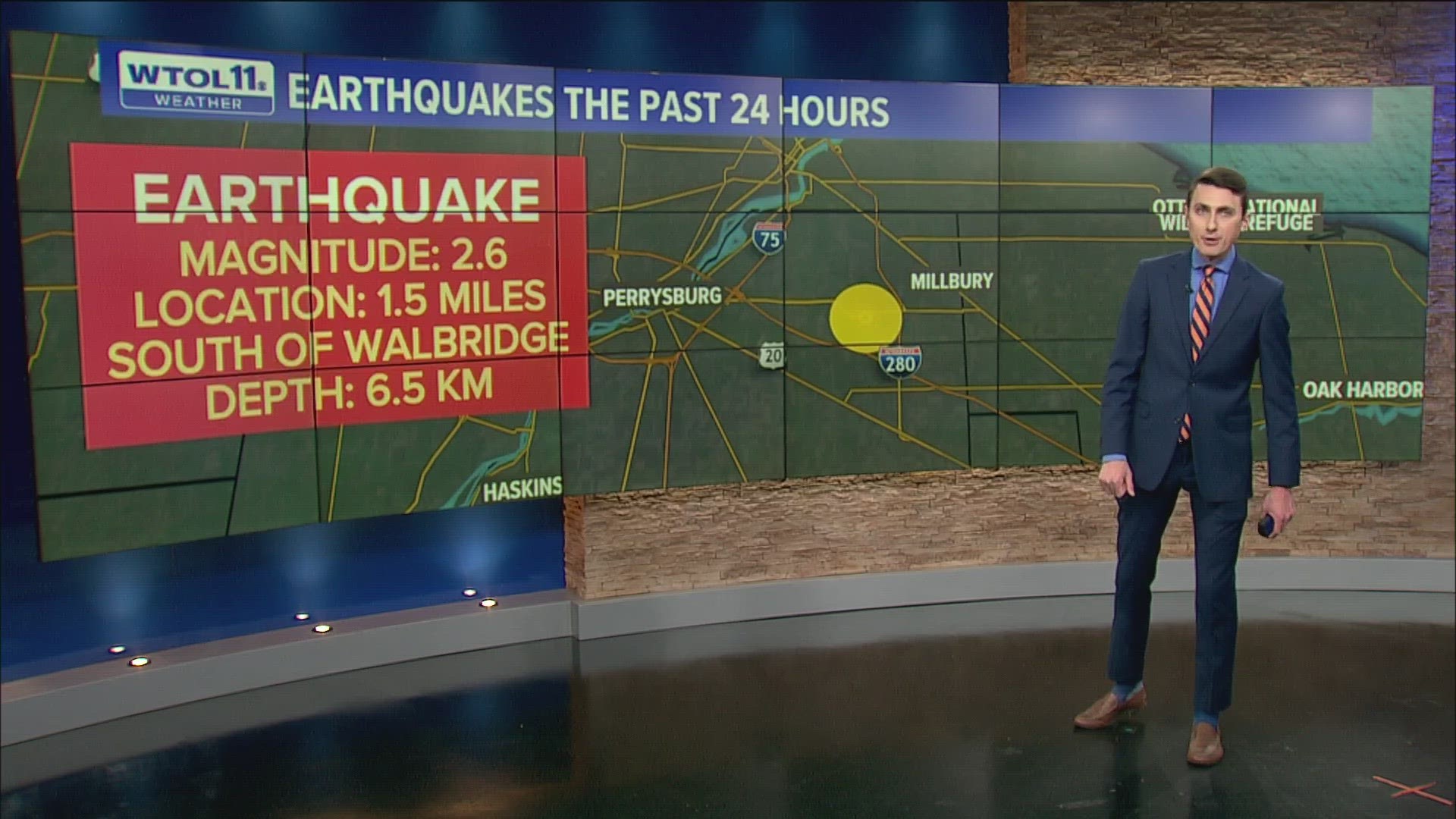 The minor 2.6 magnitude earthquake happened just south of Walbridge at about 8:17 p.m.