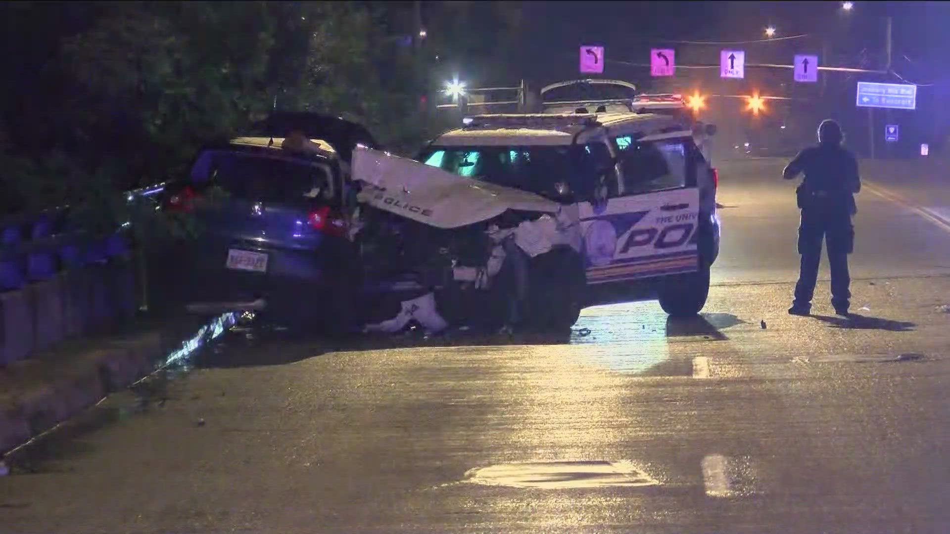 TPD officers at the scene told WTOL 11 a driver lost control and drove head-on into a University of Toledo police vehicle.