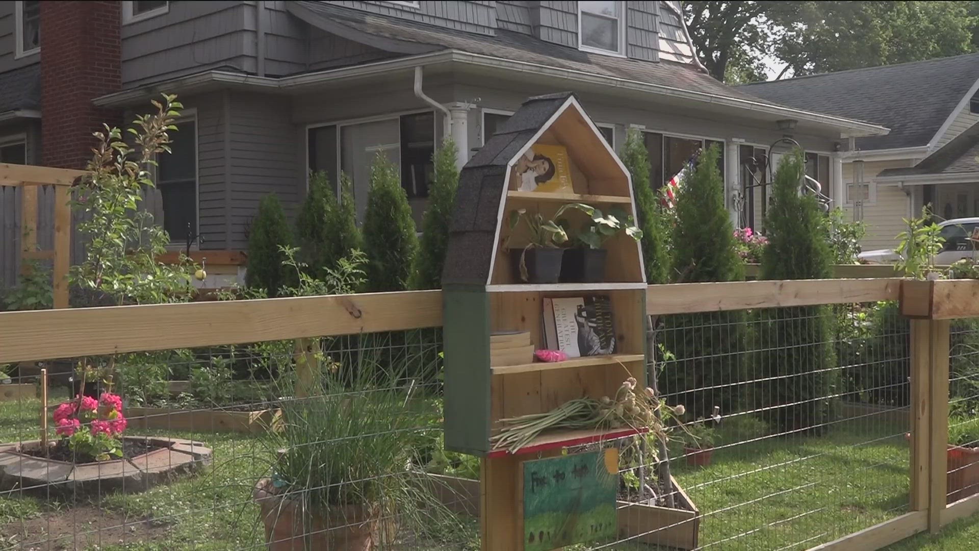 It's a box for them to put extra plants, flowers and vegetables out for the community. The box has seen more than just regular garden items, though.