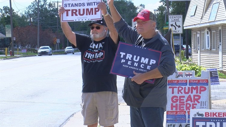 President Trump supporters rally ahead of Monday's Toledo airport campaign stop