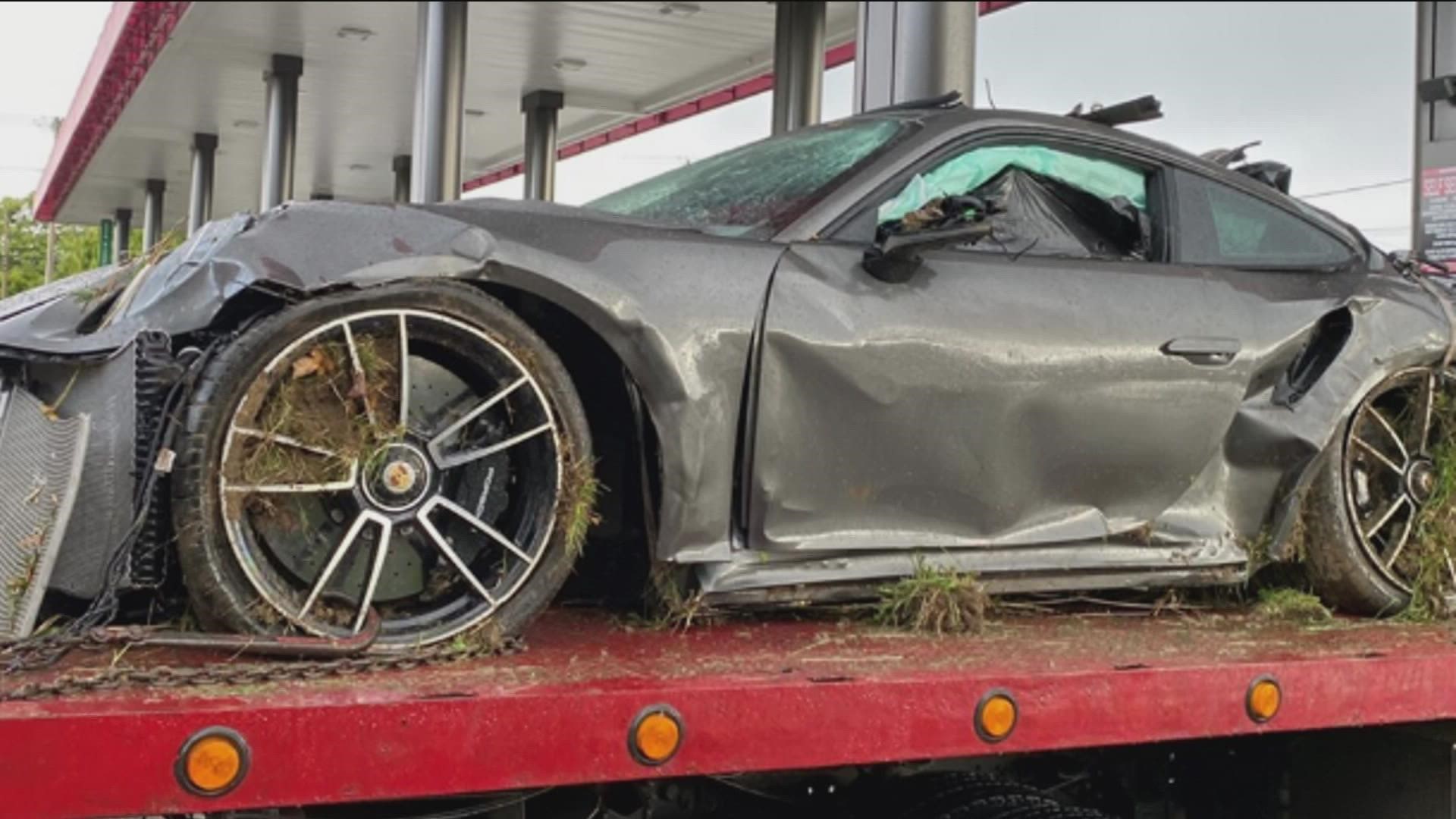 Browns defensive end Myles Garrett flipped his Porsche in Medina County on Monday. He and a female passenger were taken to the hospital.