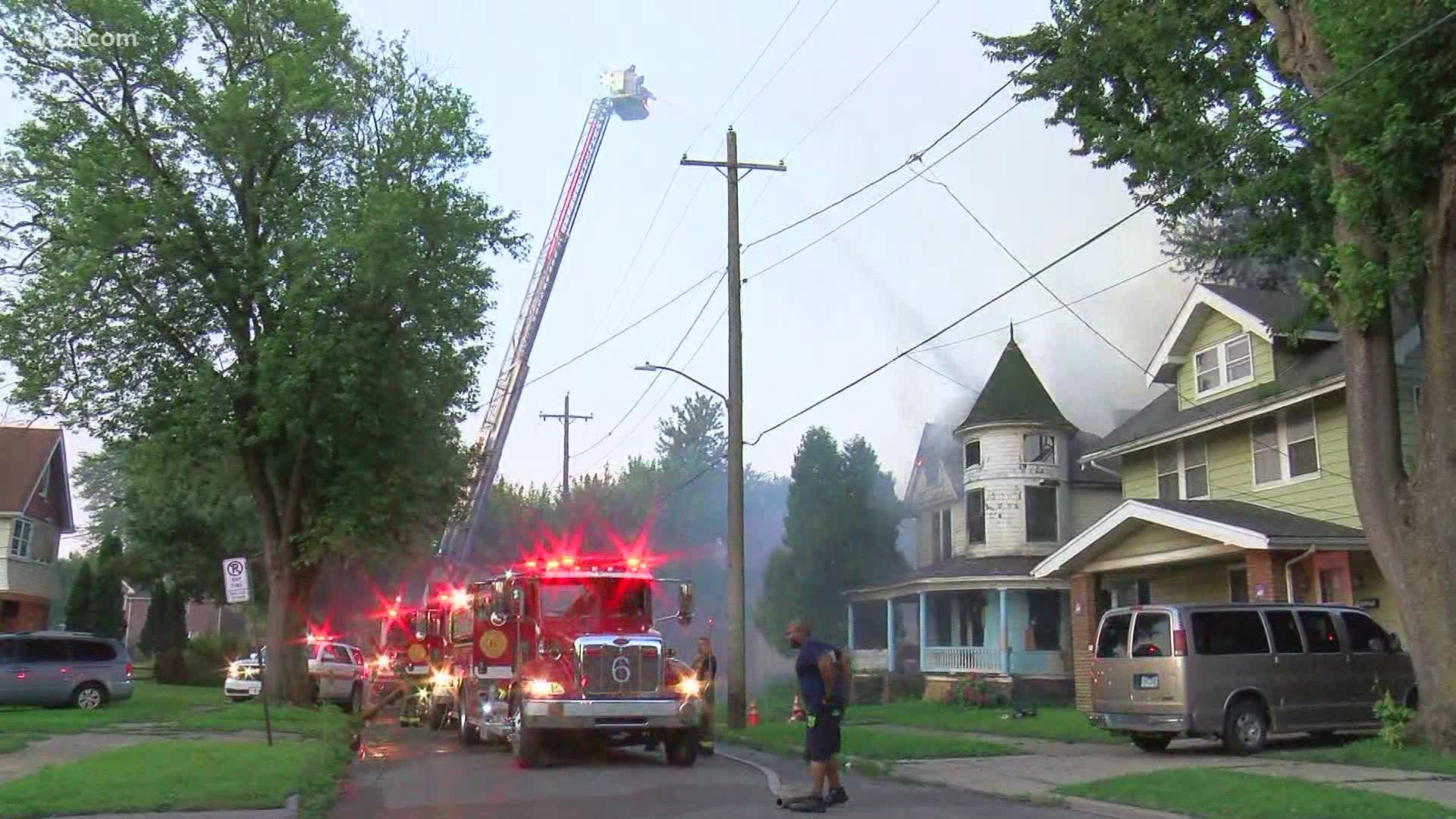 Fire crews are letting the house burn under control as there's no risk to neighboring homes.