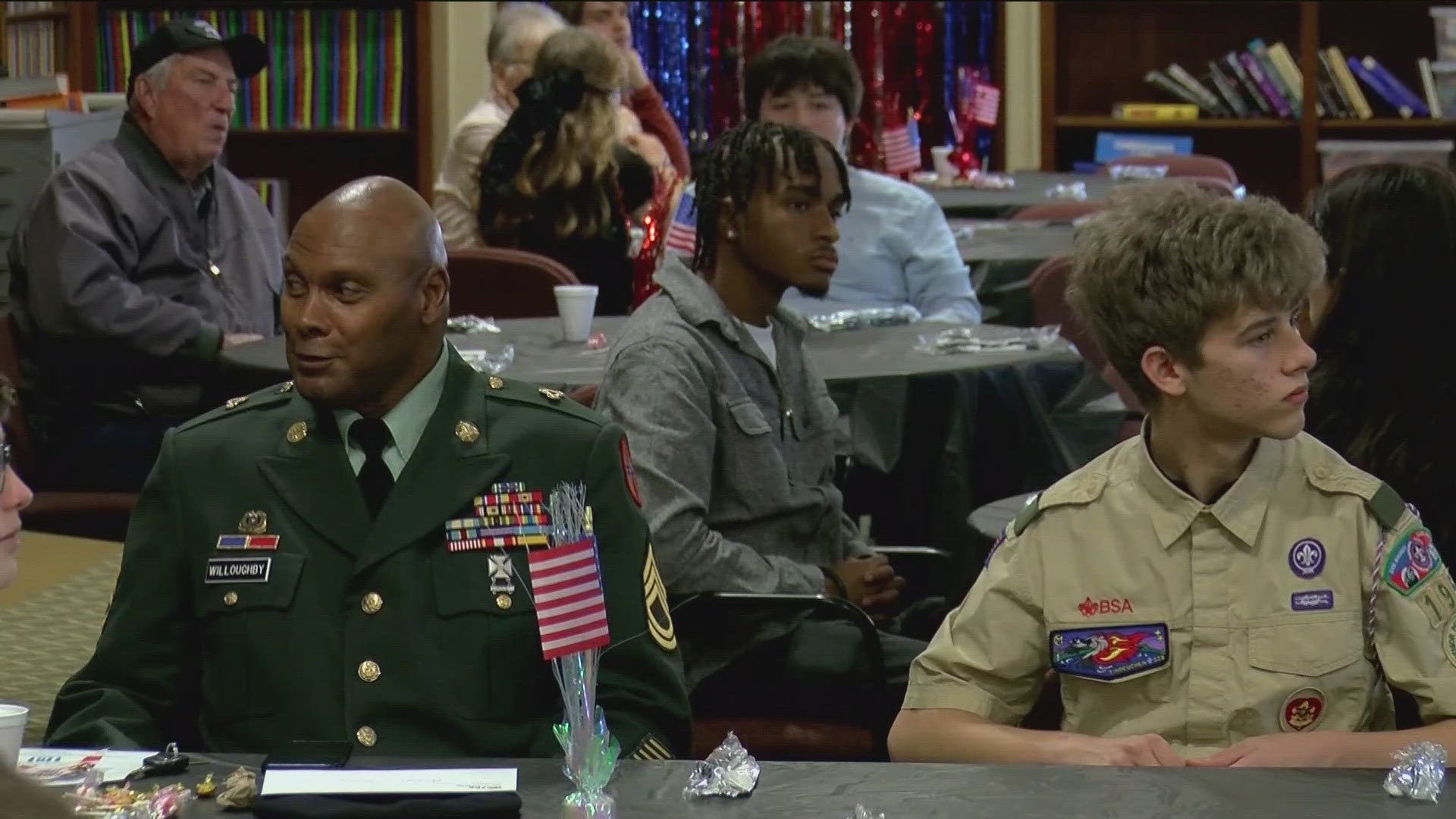 More than four dozen veterans joined the students for the lunch on Friday.