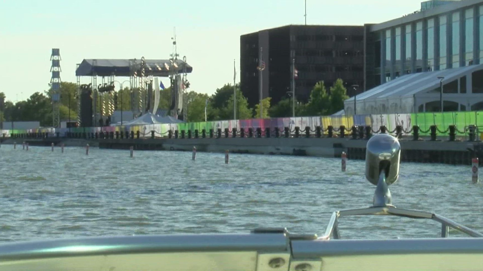 The docks at Promenade Park have been taken out for the season and the water in a 250-yard radius will be restricted during the Solheim Cup Fan Fest.