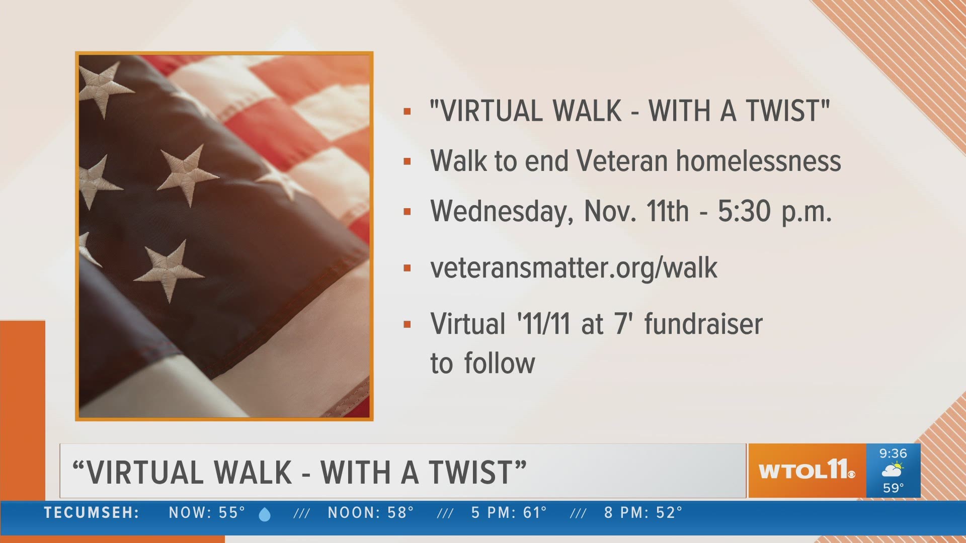 Veterans Matter is holding a 'Virtual Walk - With a Twist' this year to raise funds to end veteran homelessness.