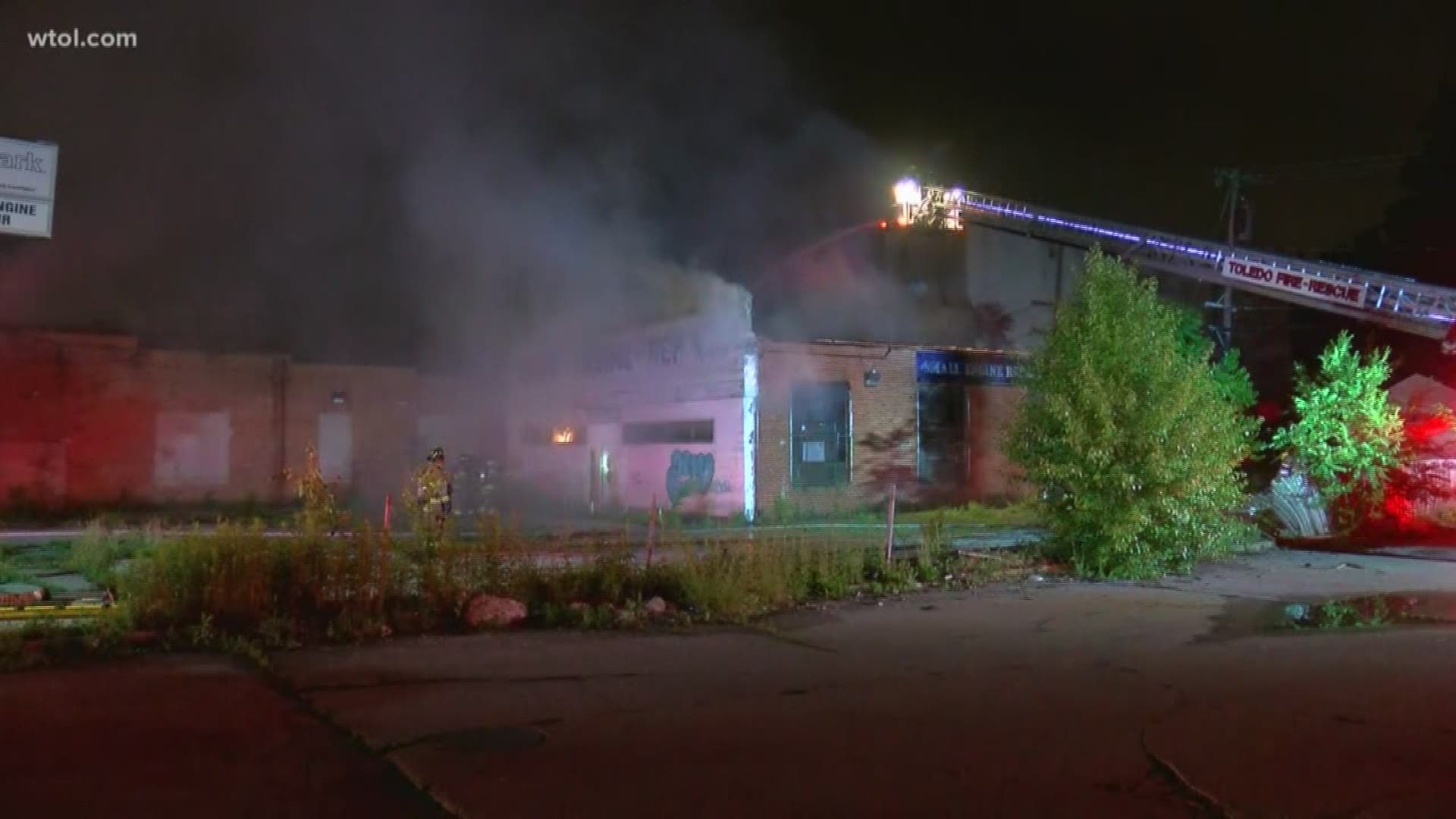 An engine repair shop caught on fire in east Toledo Sunday night.