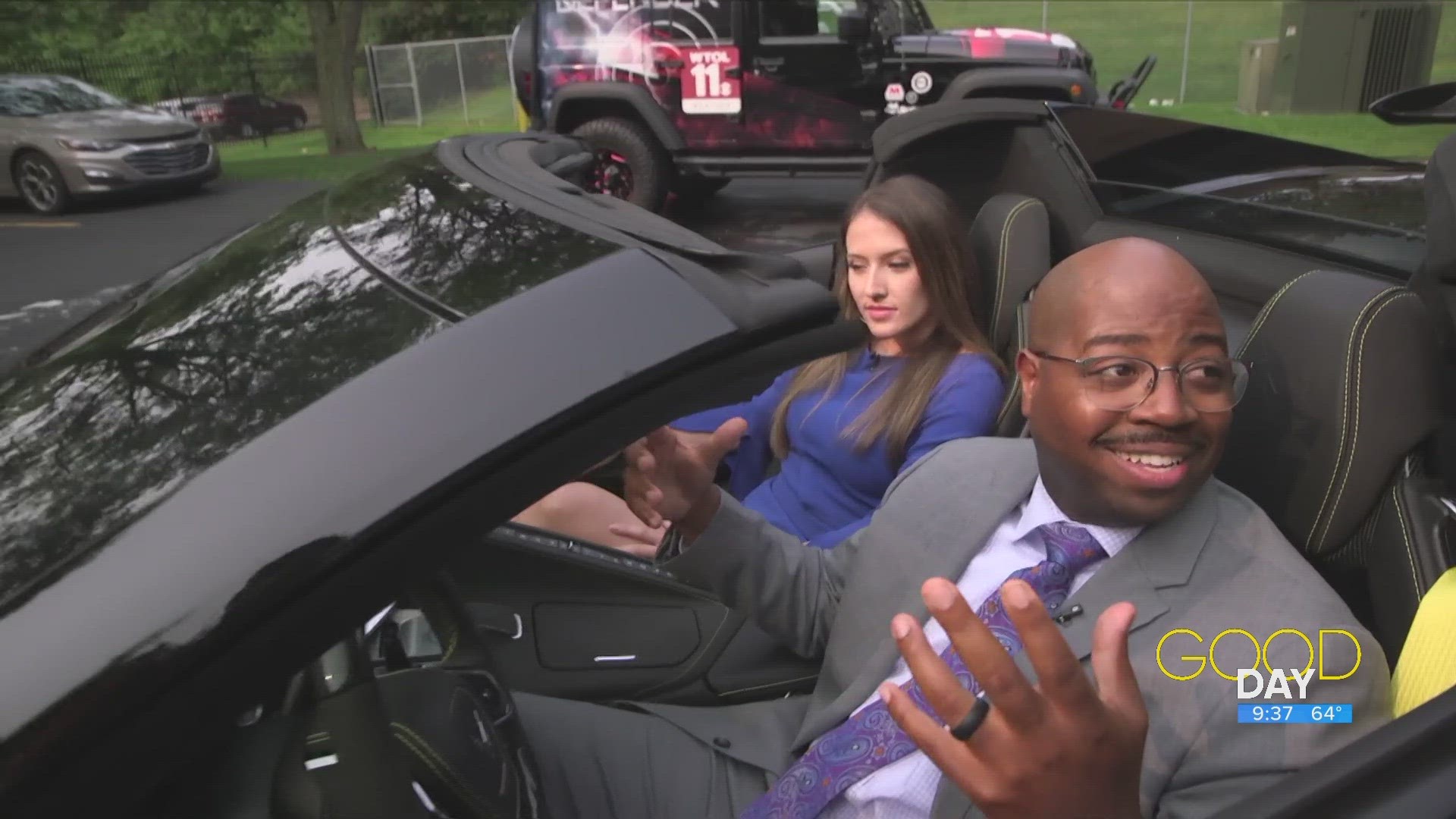 Steven and Kalie get behind the wheel of a vehicle with 670 horsepower for the Wicked Wheels event at Springfield High School Wednesday.