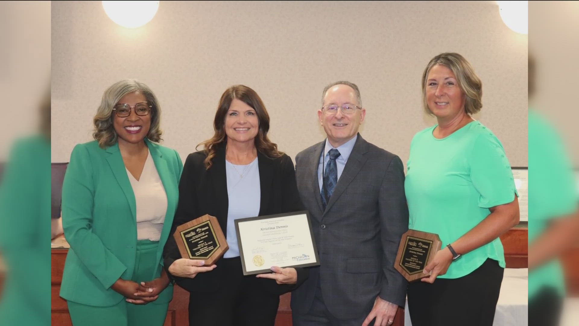 Kristina Dennis, a third-grade teacher at Onsted Elementary School, earned the Regional Teacher Award for her district.