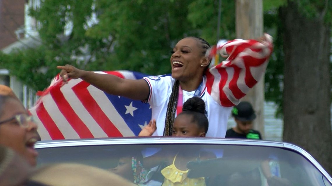 Neighborhood celebrates Toledo native winnings at Olympics