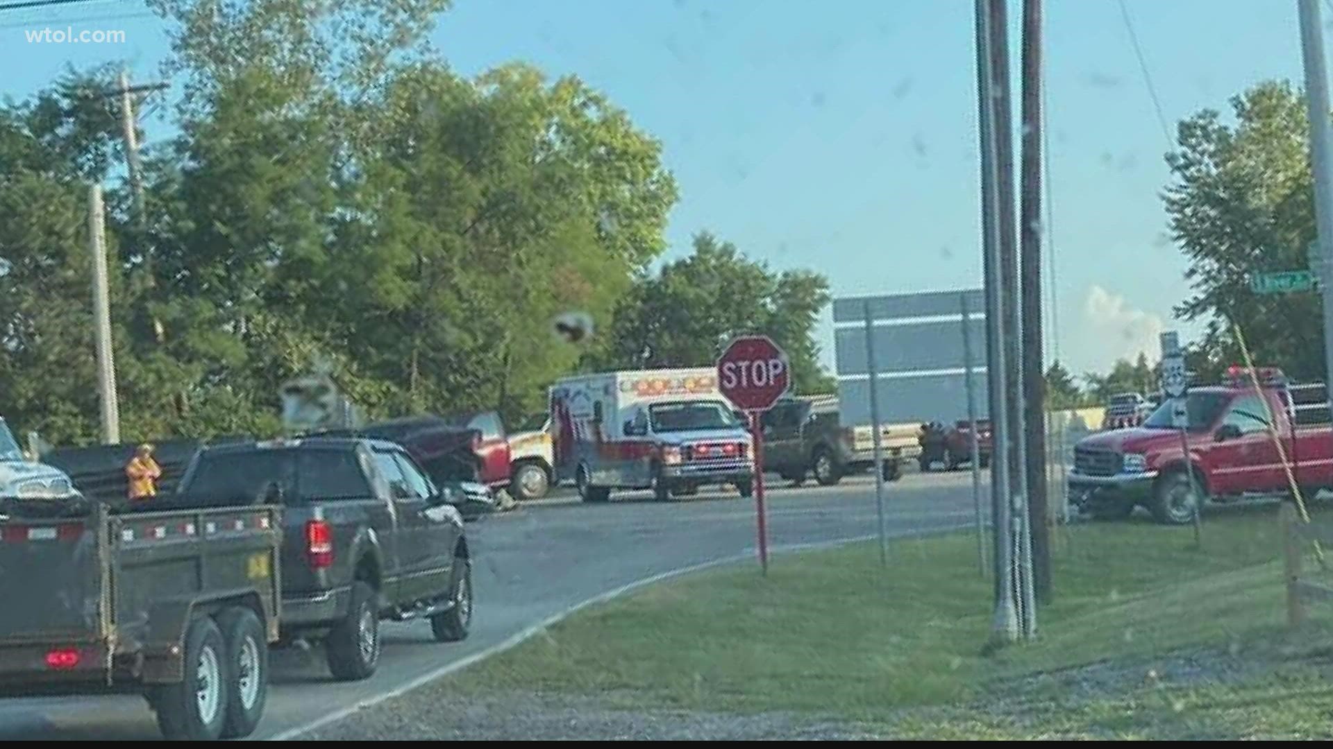 The van collided with a vehicle at the intersection of South River Road and SR-295/Grand Rapids Road. A 10-year-old, 2 CCNO employees and 3 prisoners were injured.