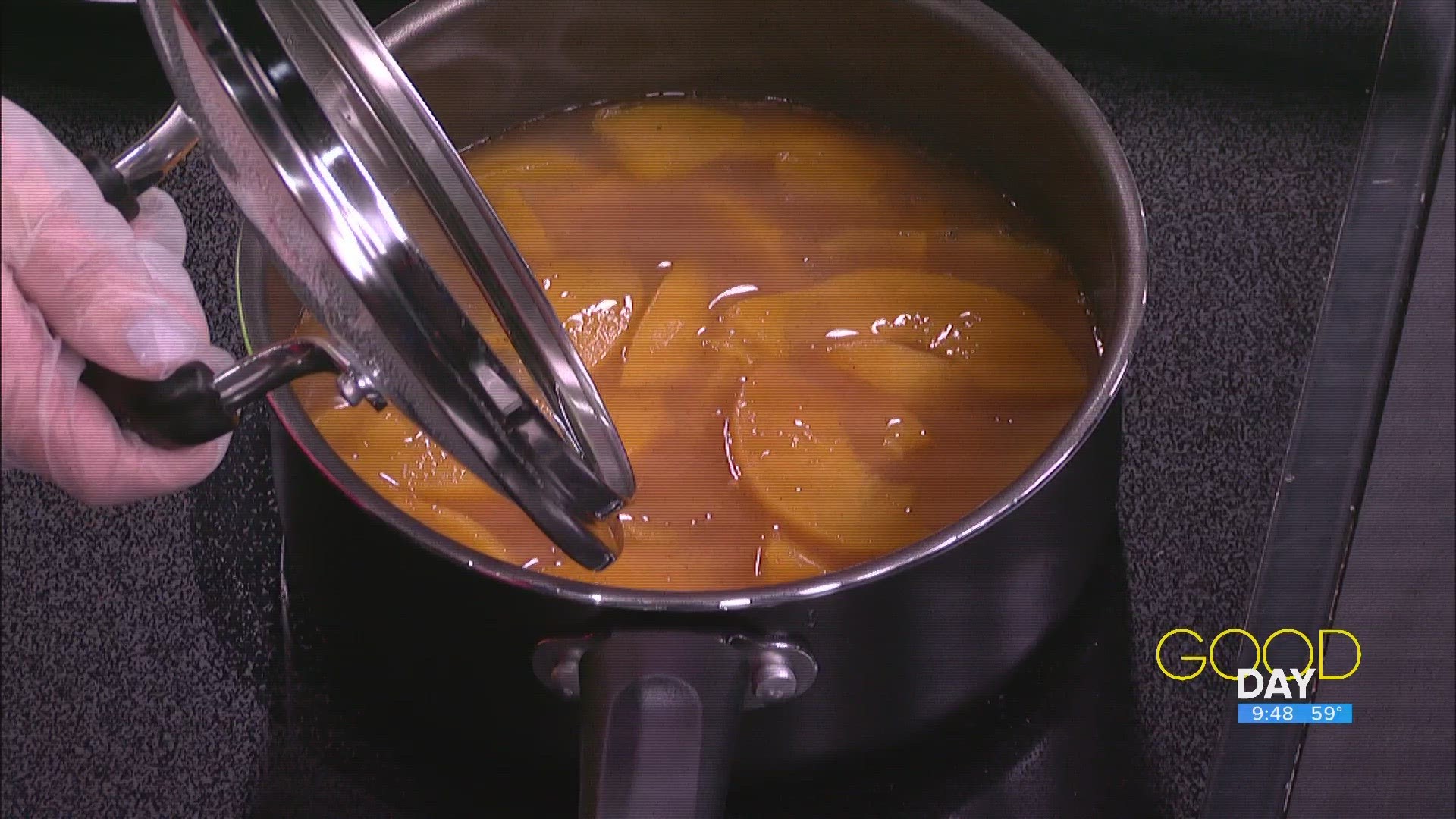 Reverend Thomas Bell of 'In the Kitchen with Rev' demonstrates a recipe for peach cobbler French toast.