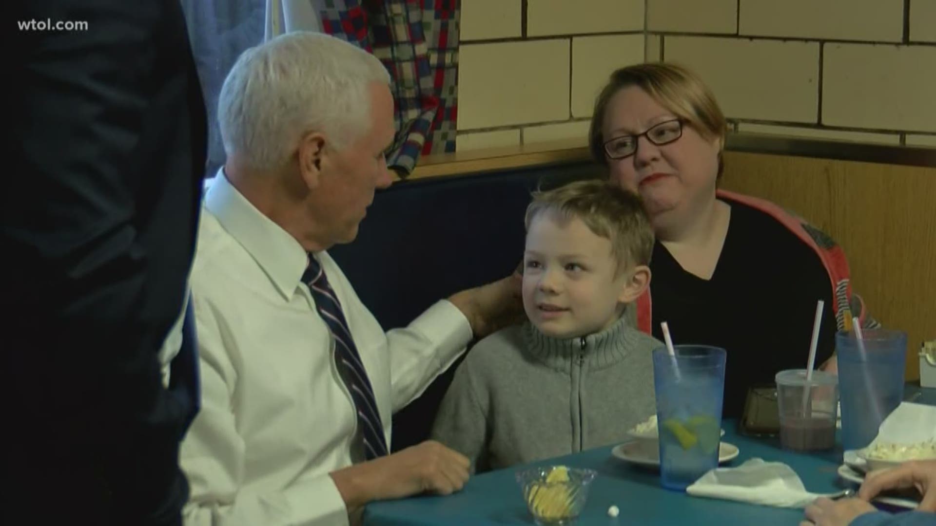 The Vice President made an unannounced stop at Schmucker's Restaurant in west Toledo to greet customers.