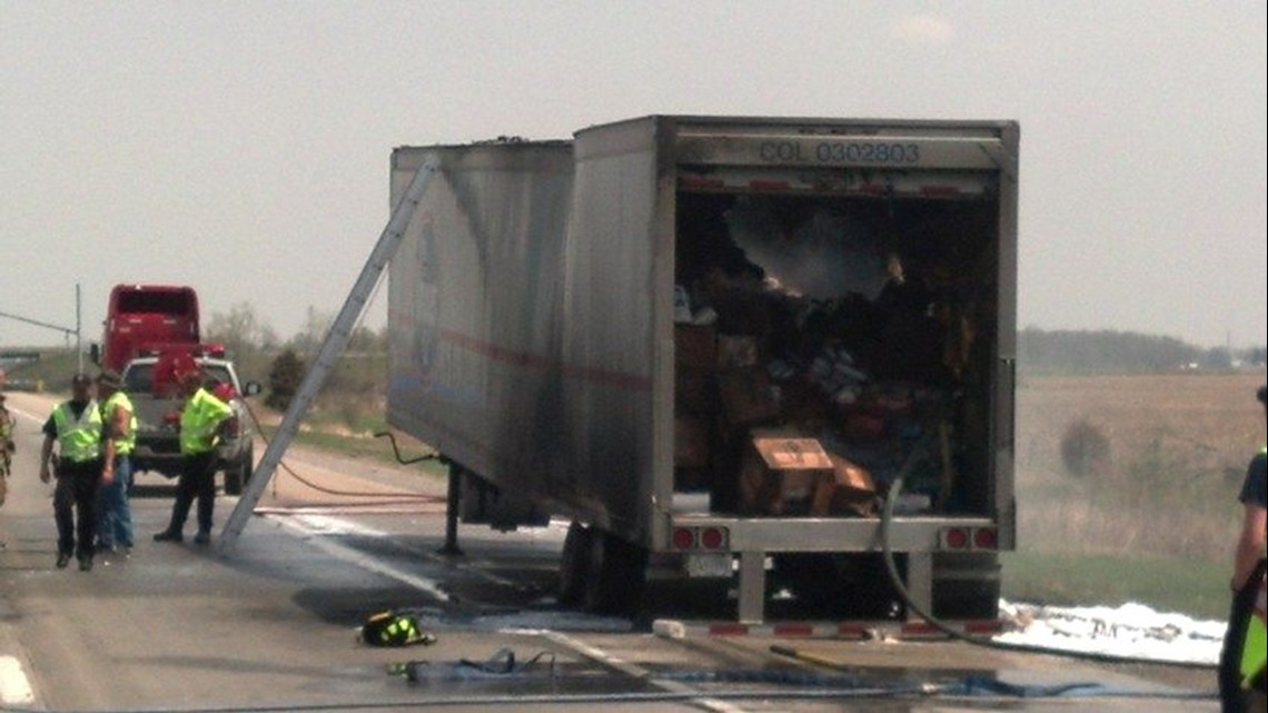 I75 north back open near after semi truck fire