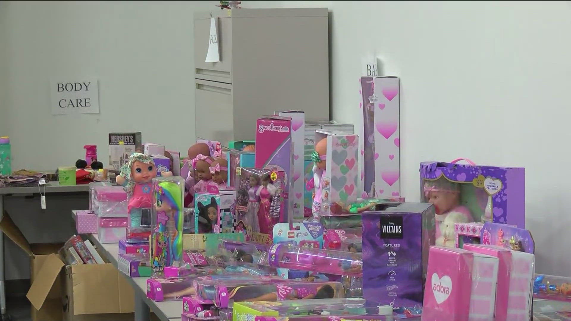 Megan Hartnett visits the Lucas County Children Services' toy room, where gifts are piling up!