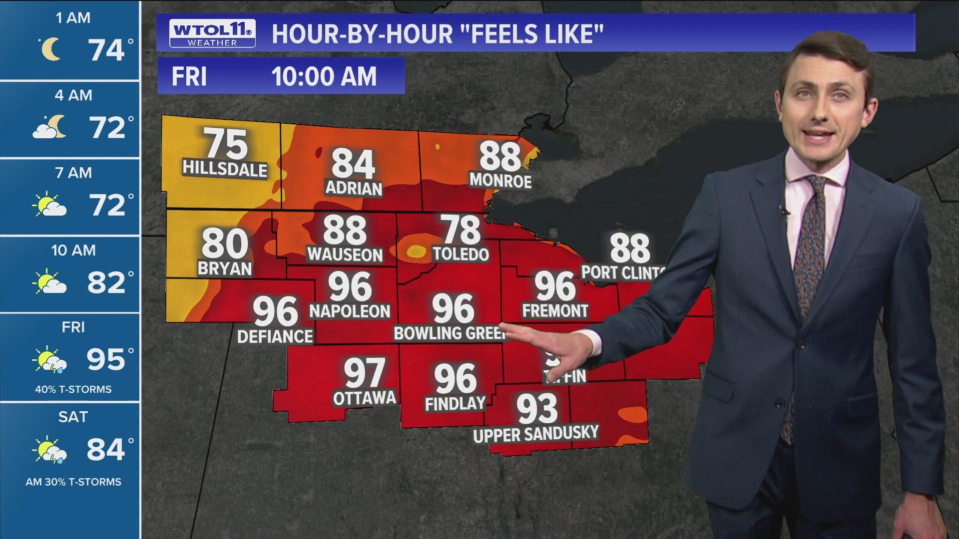 Friday highs in low to mid90s; storms possible at night WTOL 11