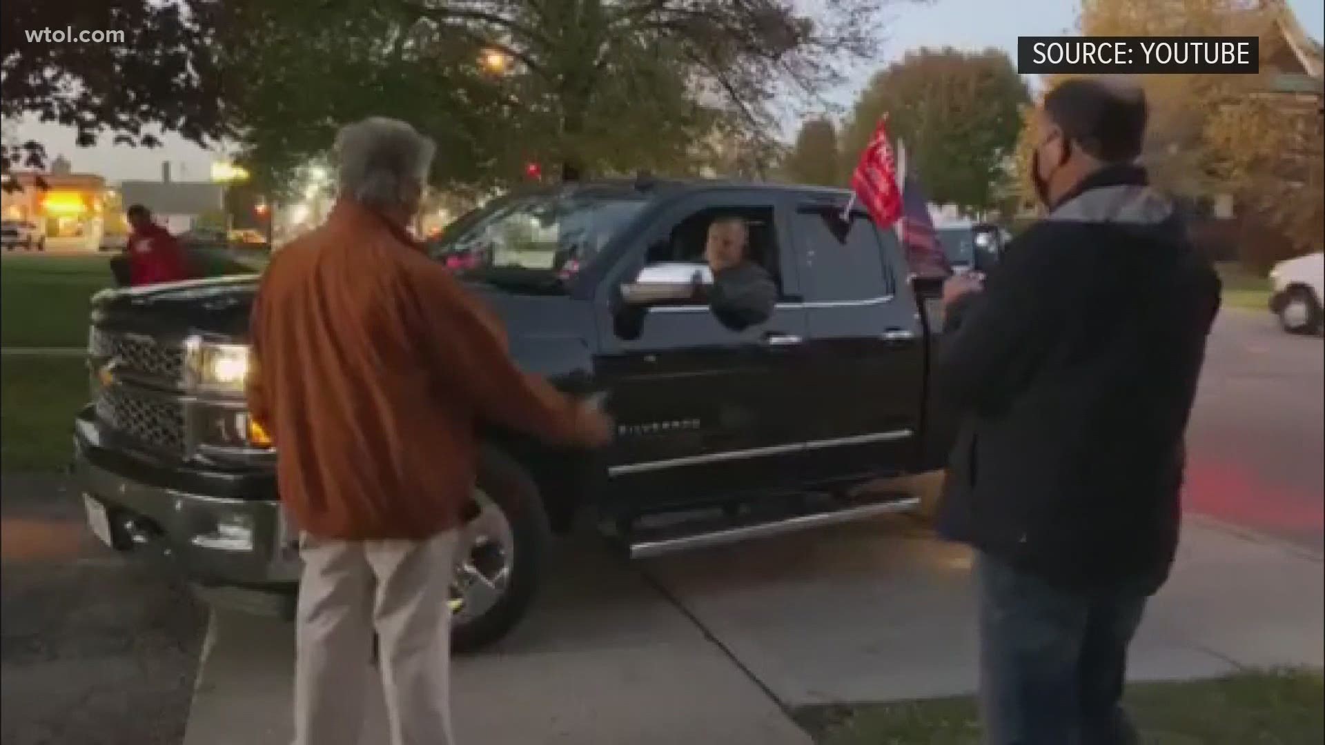 Video shows confrontation between truck driver and volunteer poll workers.