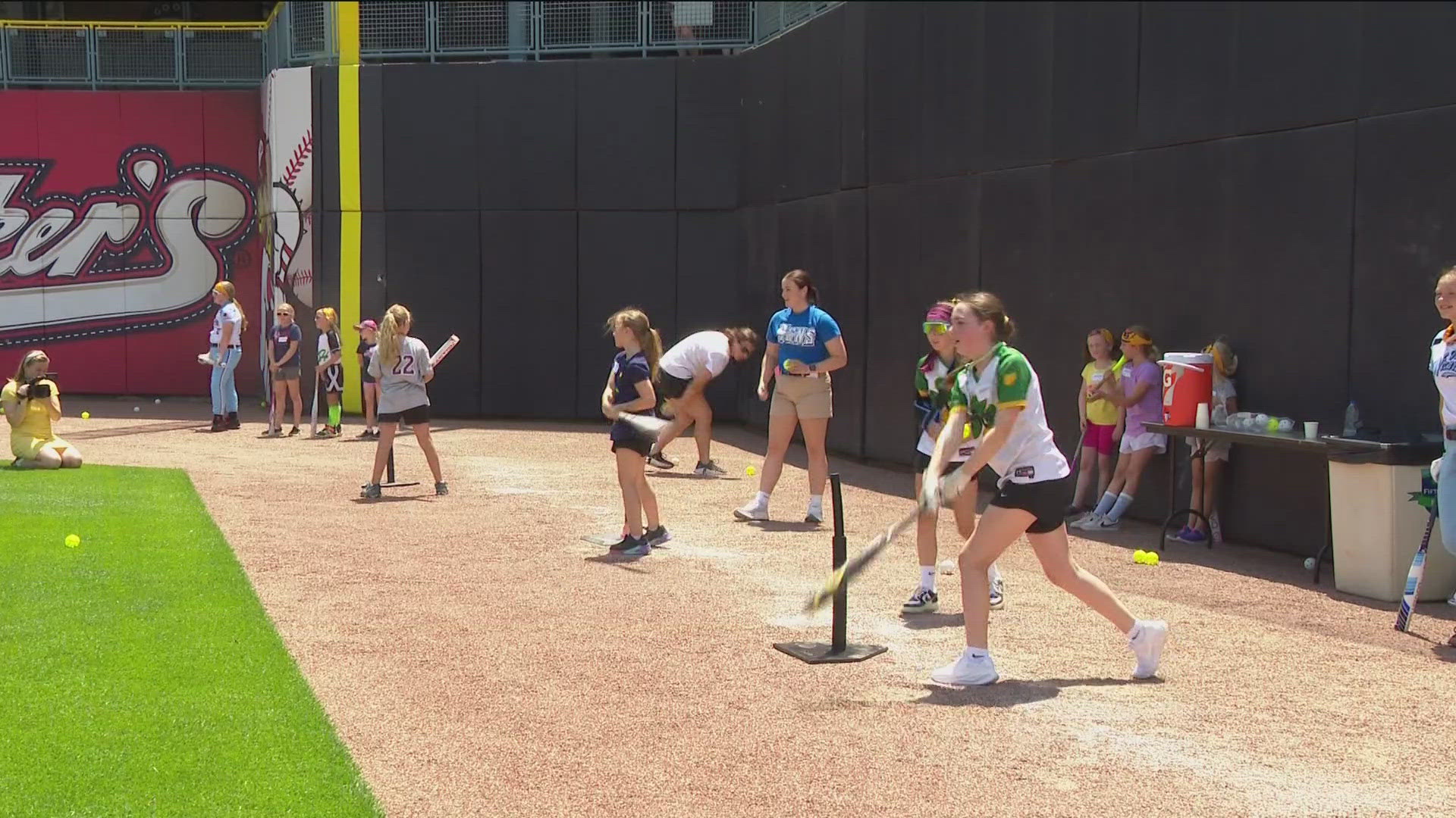 The Toledo Mud Hens celebrated National Softball Day with a day camp for girls on Thursday.