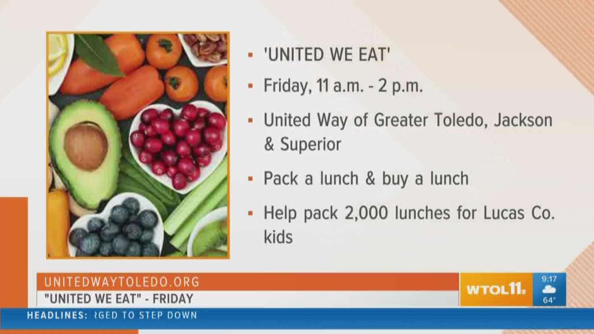 Help the United Way of Greater Toledo make sure kids have meals all summer long with the 'United We Eat' event this Friday.