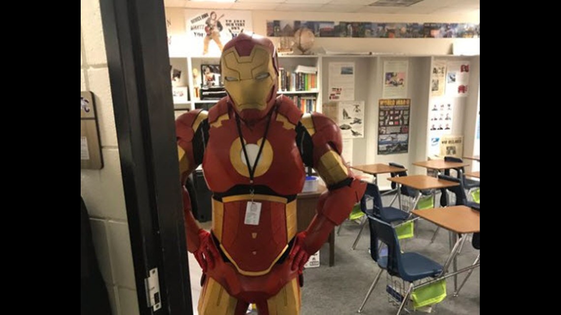 Texas teacher excited for ‘Endgame’ builds Iron Man suit and wears it