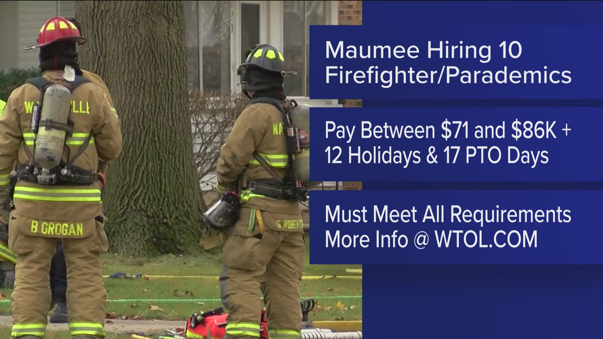 The city is looking to hire 10 new firefighters and paramedics due to the new fire levy.