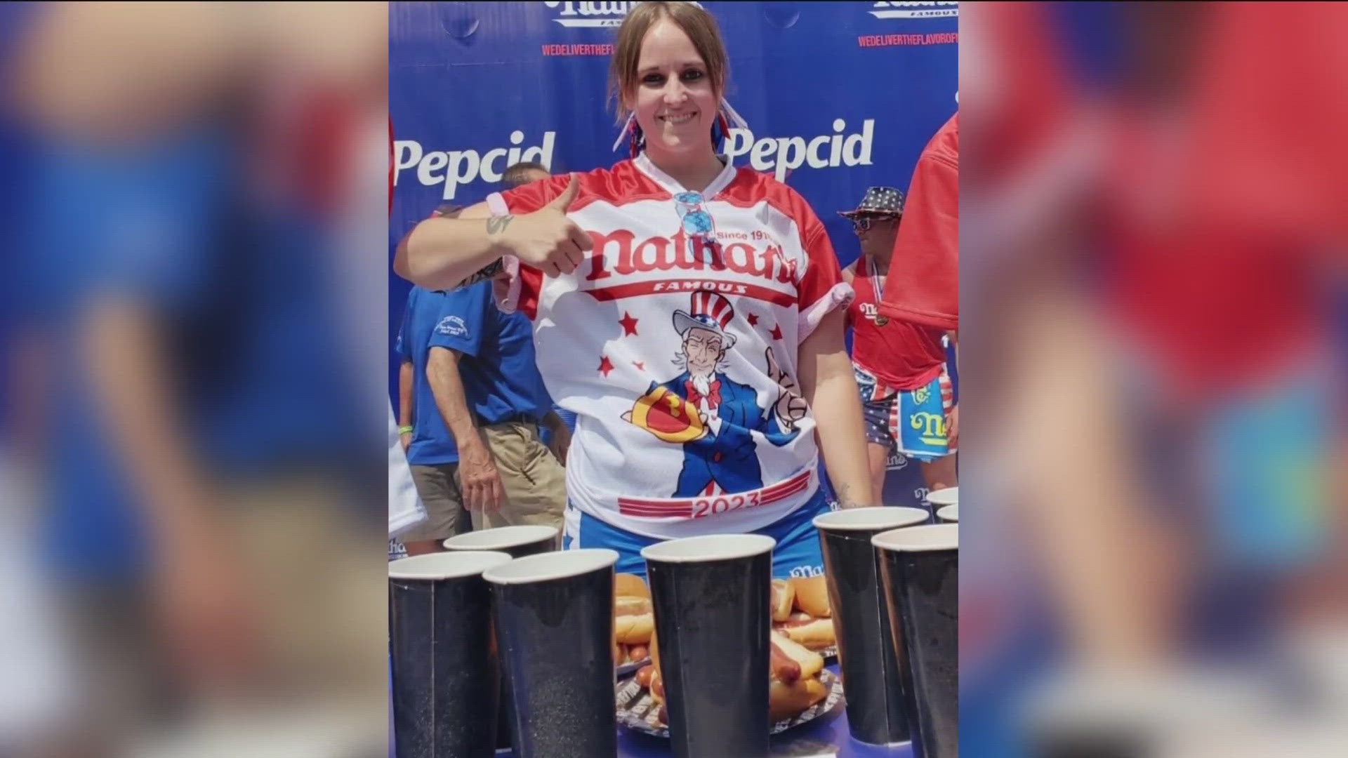 Cherish Brown is back for her second Nathan's Famous Hot Dog Eating Contest. Last year she finished in 10th place by downing six-and-a-half dogs.