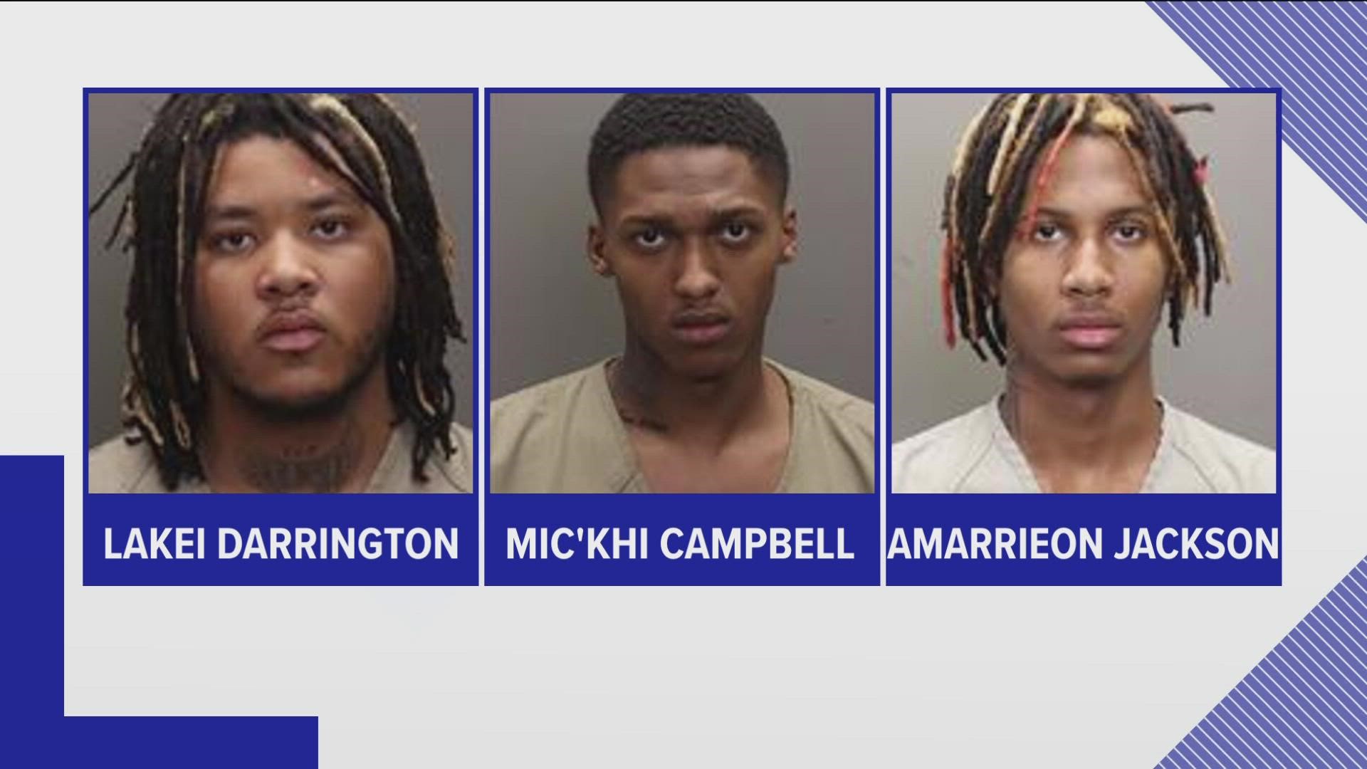 The three 19-year-olds are charged with felony human trafficking.