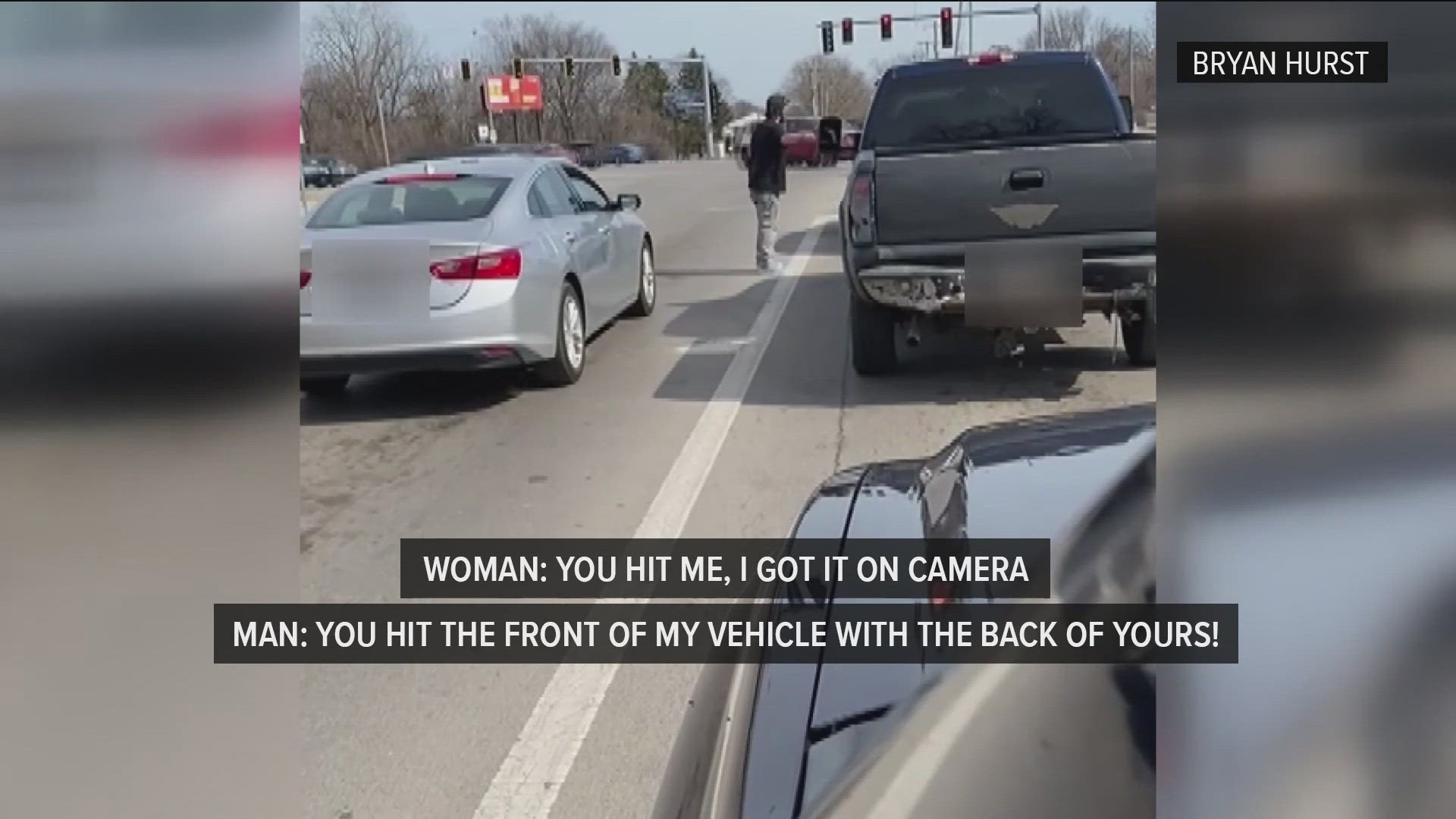 A witness recorded the incident, which involved a confrontation and one driver striking another's door while driving away.