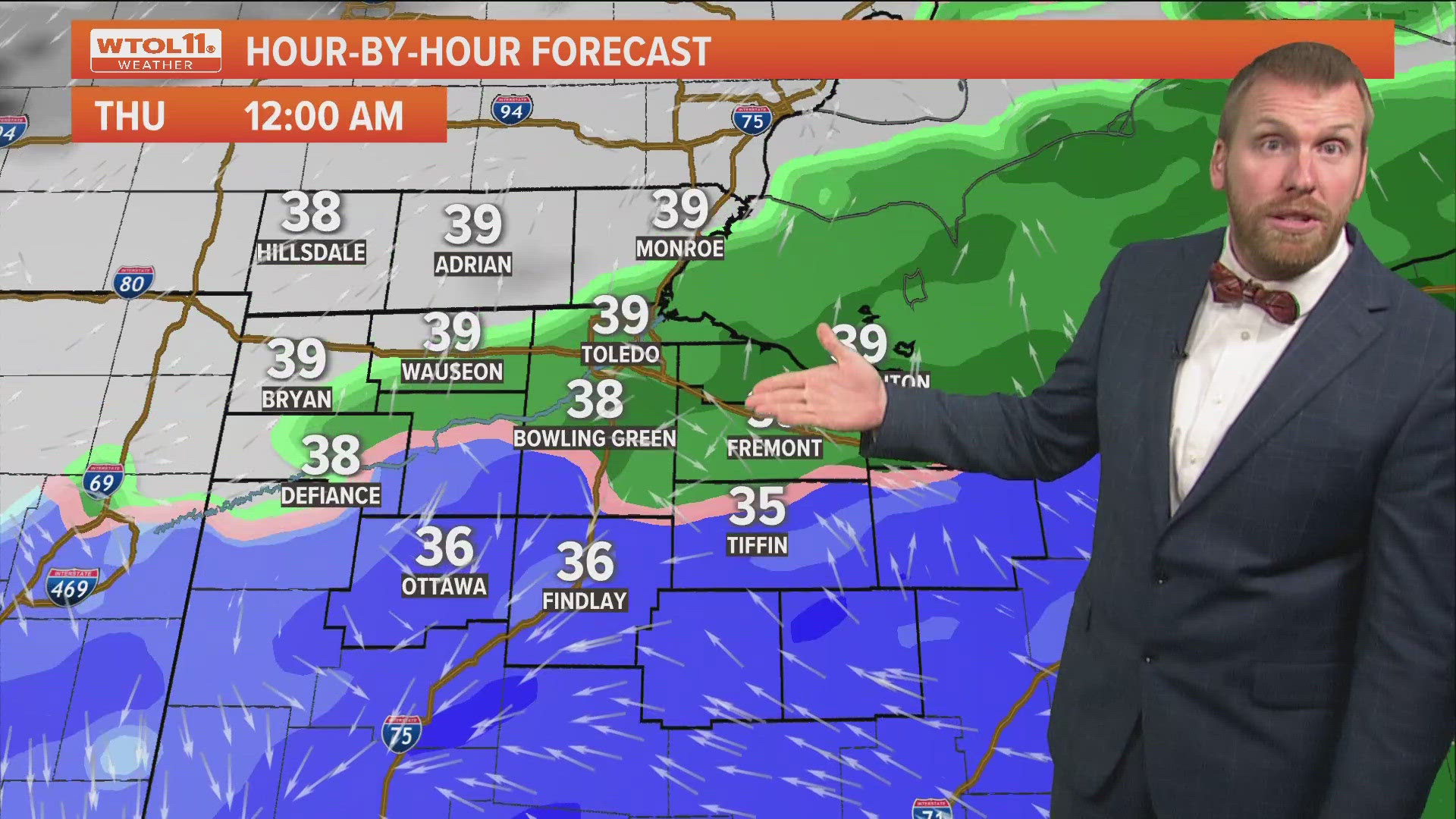 A system to watch Wednesday night will bring light rain and perhaps even snow but temperature readings will be well above freezing.