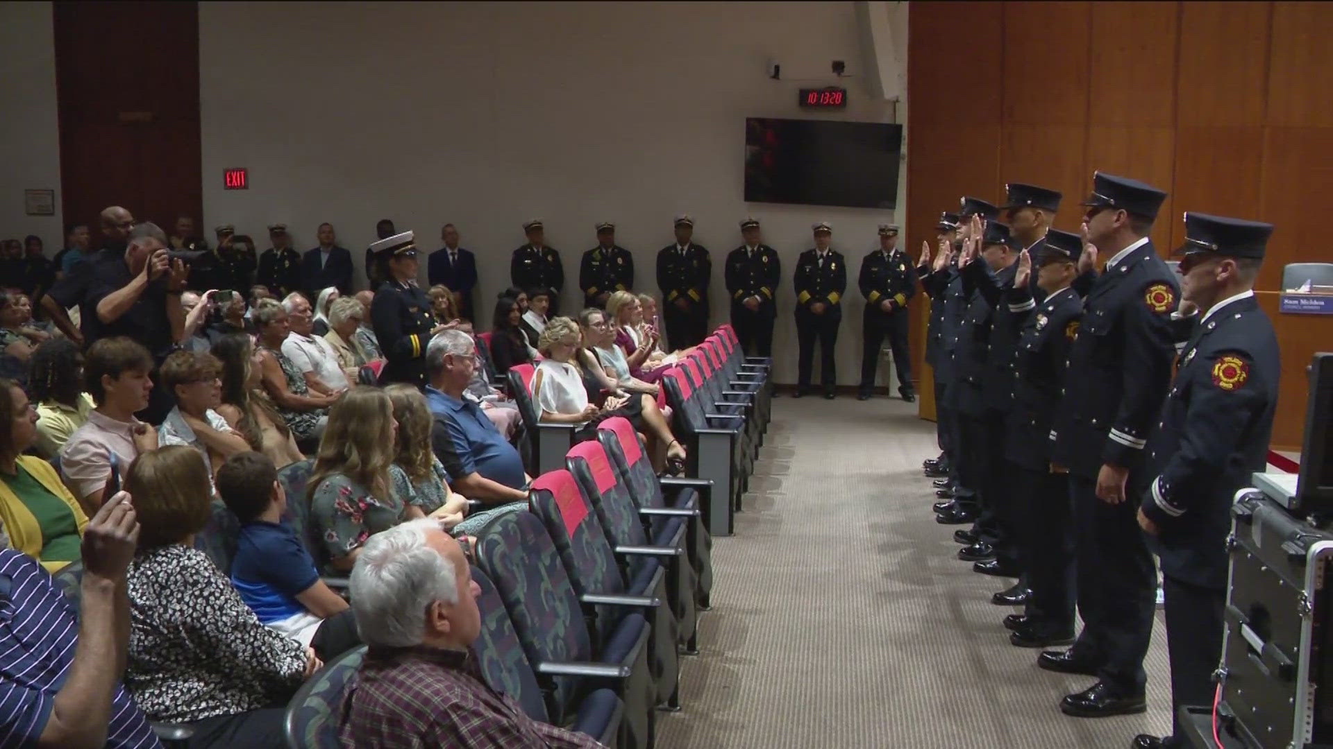 Promotions included three new battalion chiefs, two new captains and four new lieutenants.