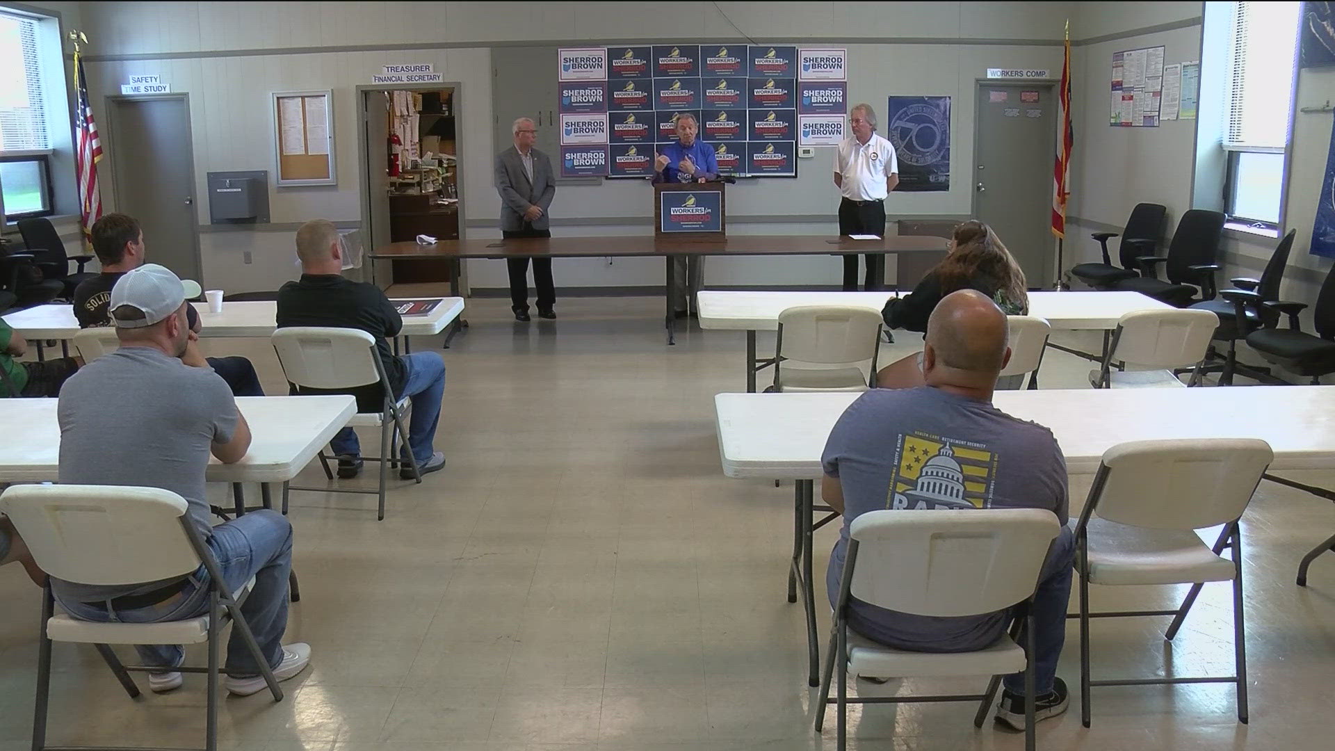 Workers for Sherrod is a statewide tour meant to highlight U.S. Sen. Sherrod Brown. Speakers on Tuesday talked with local workers at USW Local 207L.