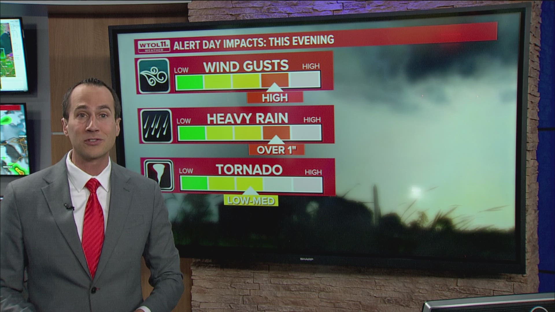 The window for the most severe storms is between 6 p.m. and midnight.