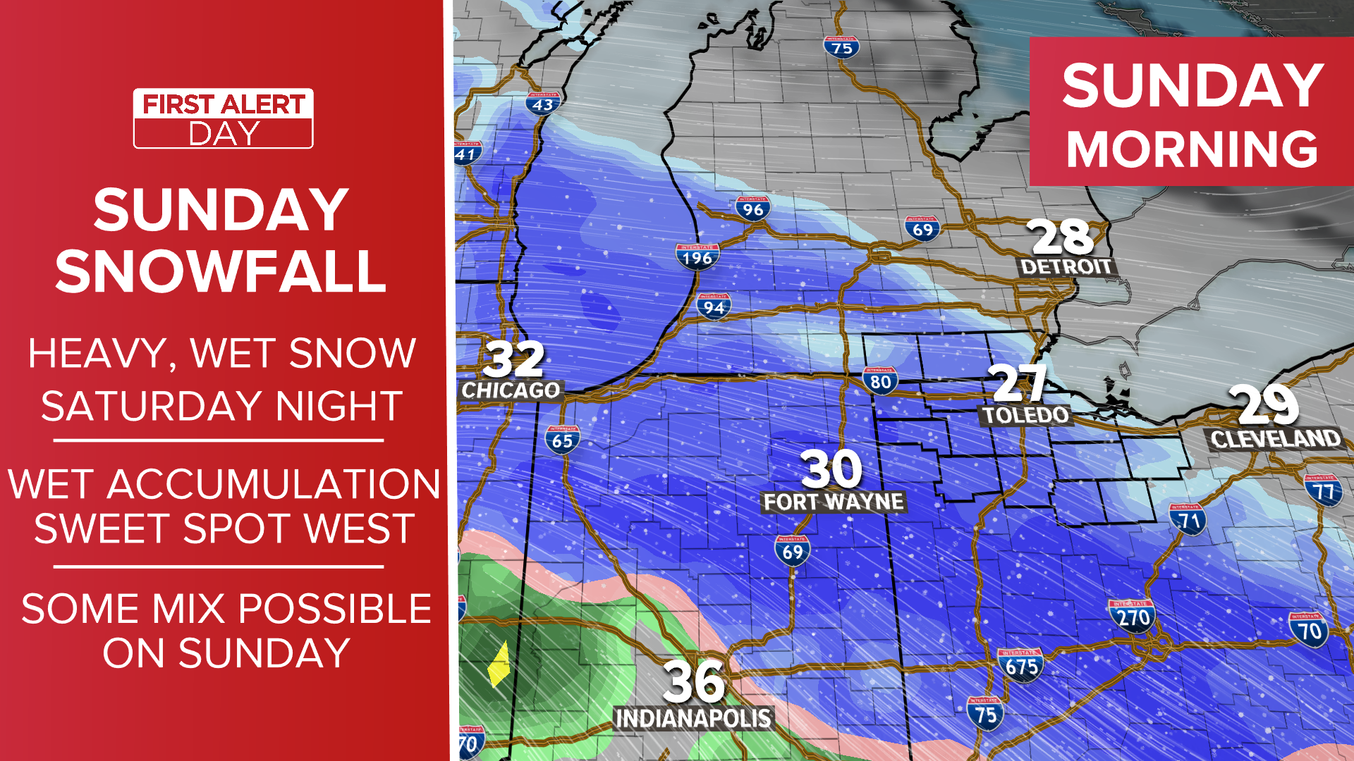 How much snow for Ohio weekend winter storm Sunday, Jan. 28