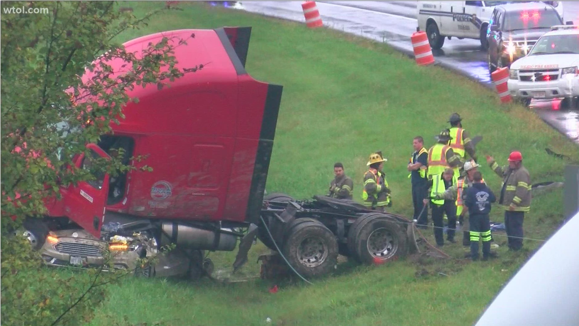 An adult male was extricated from the car. Crews remain on scene at the I-475/I-75 Jeep split working to clear debris.