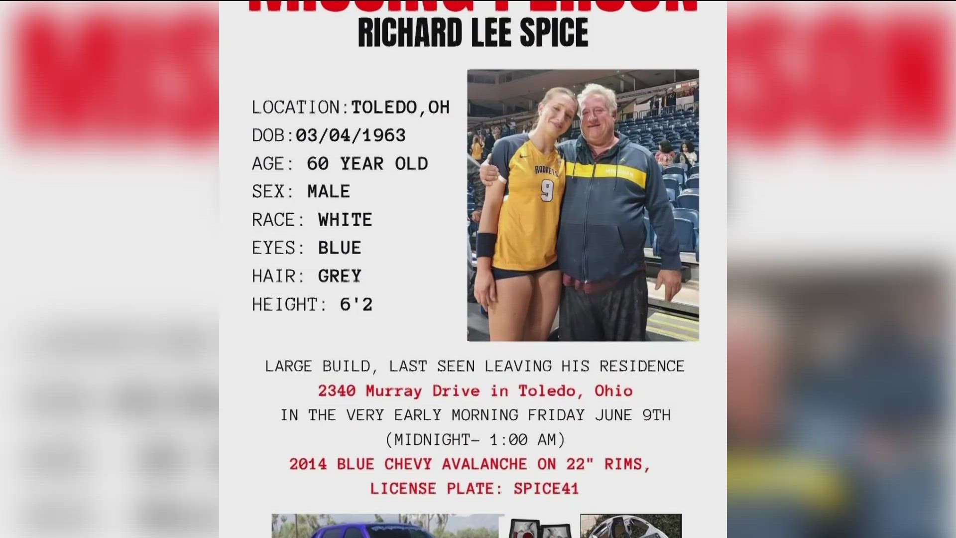 Lee Spice went missing from his west Toledo home on Friday June 9. His car was found miles away but there was no sign of Lee.