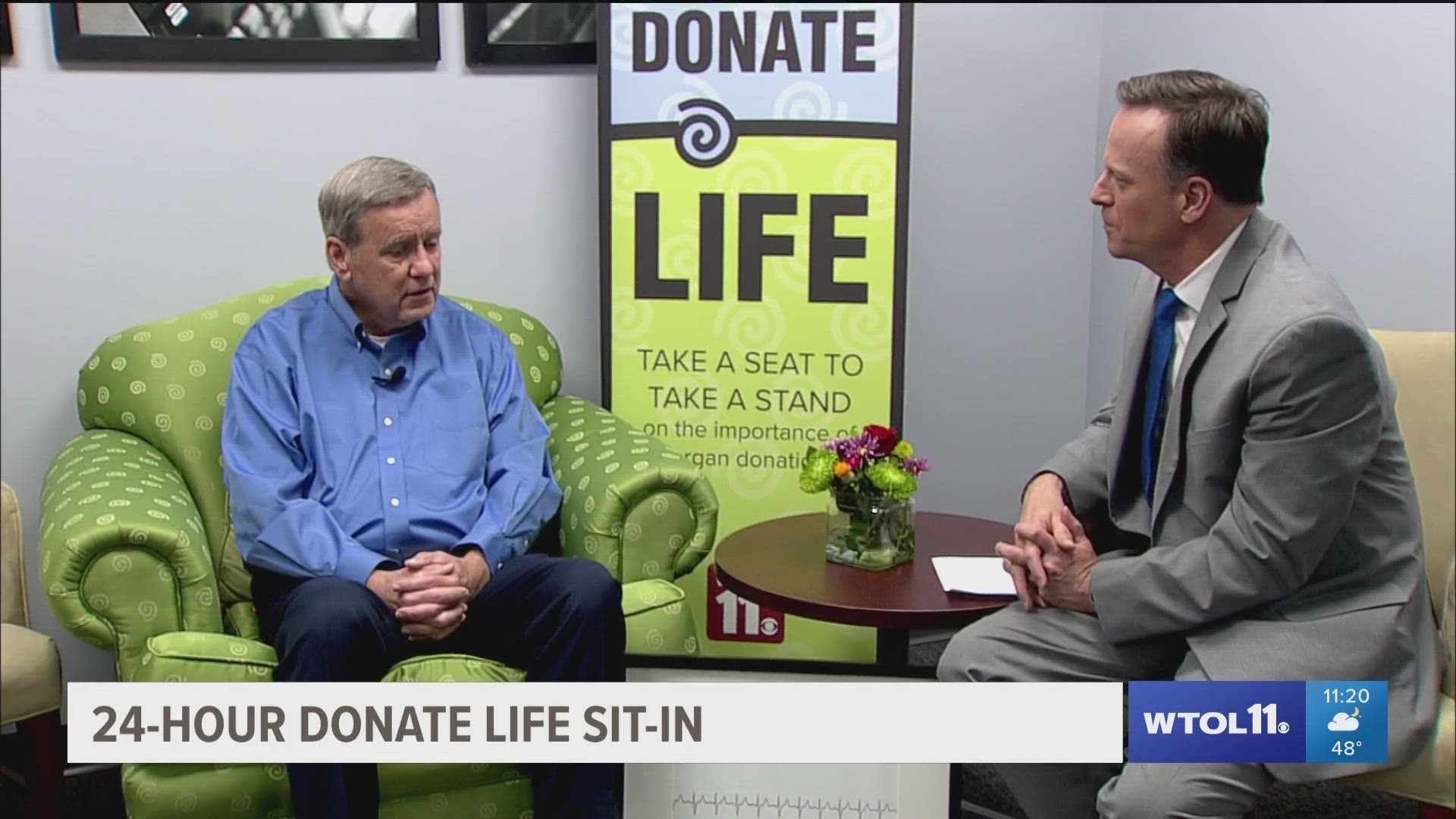 WTOL 11 and Life Connection hosted the annual Green Chair Sit-In for 24 hours to highlight the importance of organ and tissue donation.