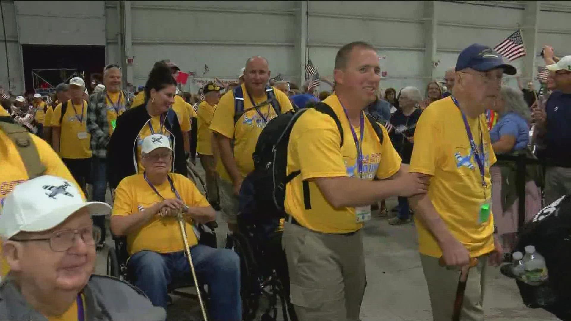 Veterans returned to the Toledo Express Airport after the 20th Flag City Honor Flight.