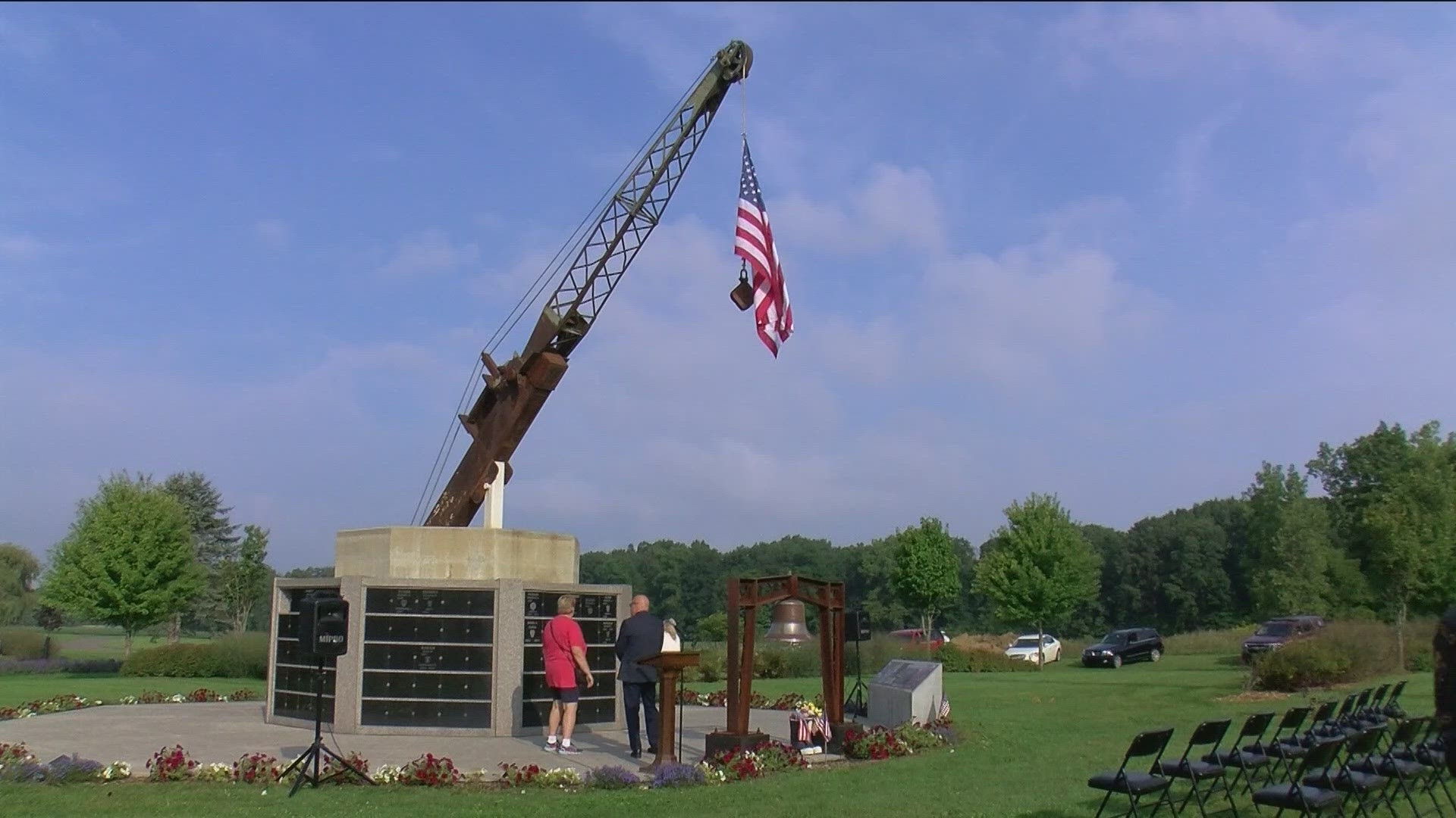 In Gibsonburg, one of the antennas from the World Trade Center is now displayed at a memorial park and a steel beam is located at a memorial in Toledo.