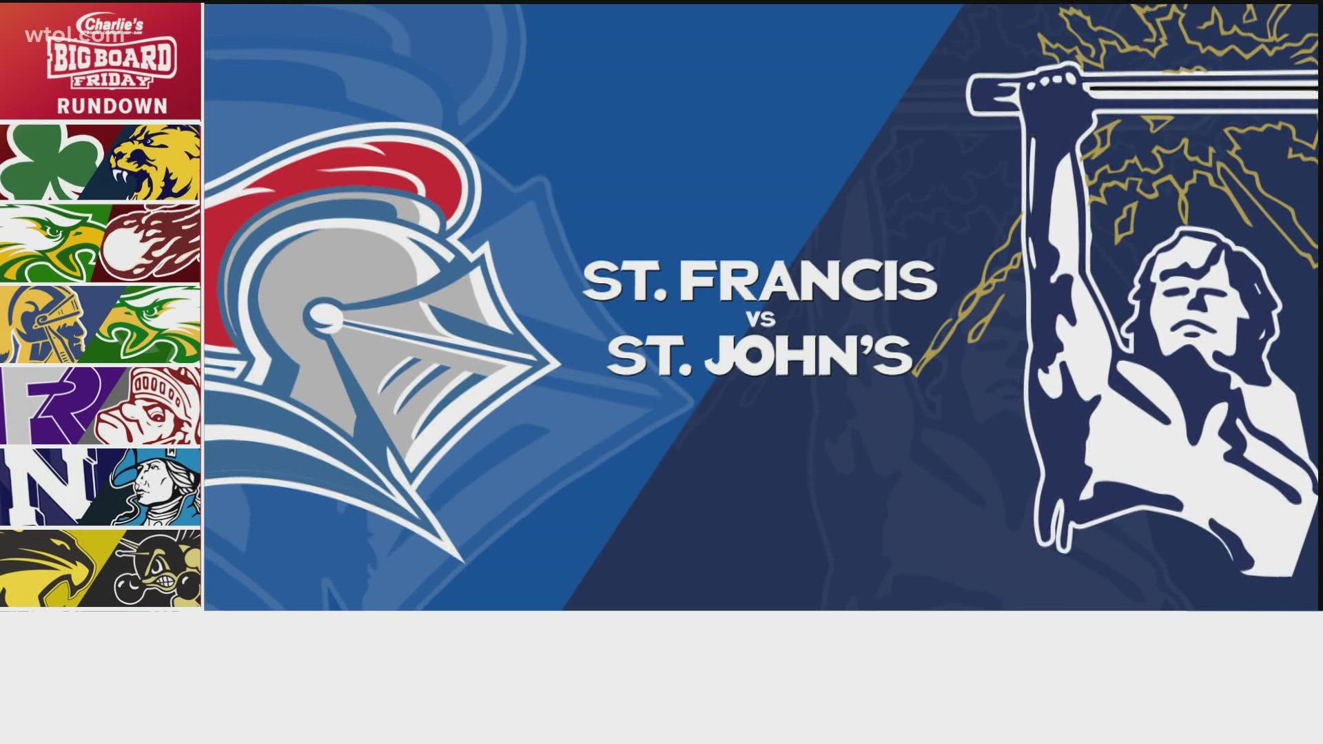 Great rivalry matchup here. St. John's and St. Francis from the Glass Bowl. The Titans have won this game 7 straight seasons, taking on the Knights.