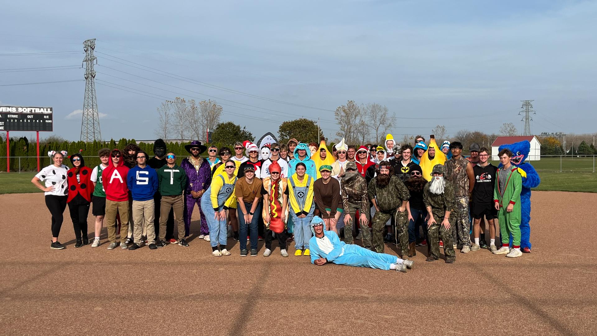 The Express baseball team competed against the softball and women's basketball teams, dressed up in their favorite costumes.