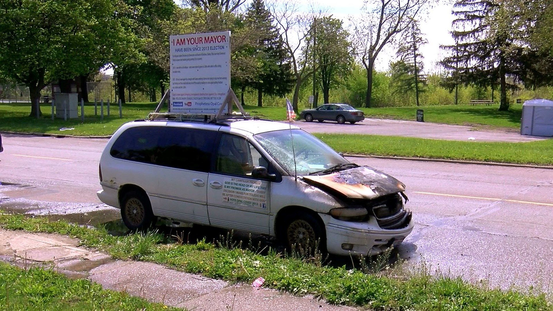Mayoral candidate Opal Covey's van catches fire