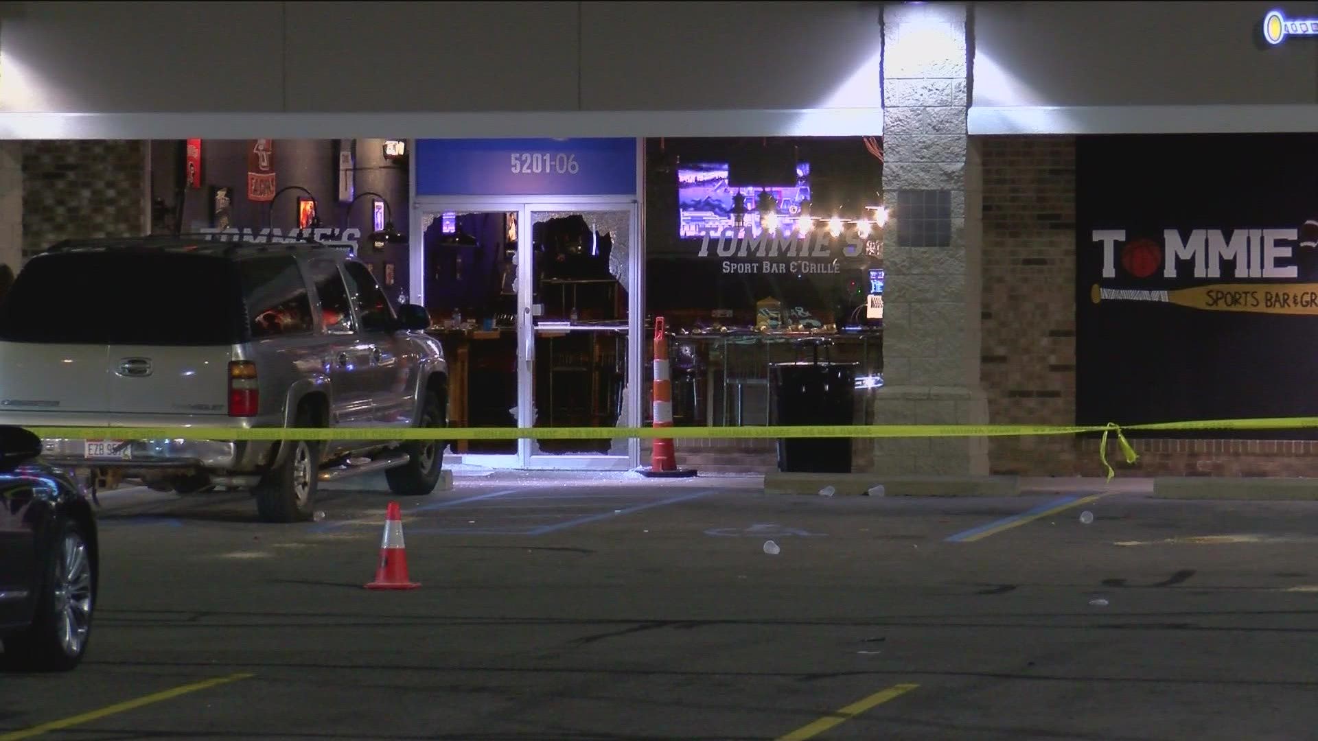 Police are searching for the person who shot into Tommie's Sports Bar and Grille on Monroe Street at about 1 a.m. Friday.