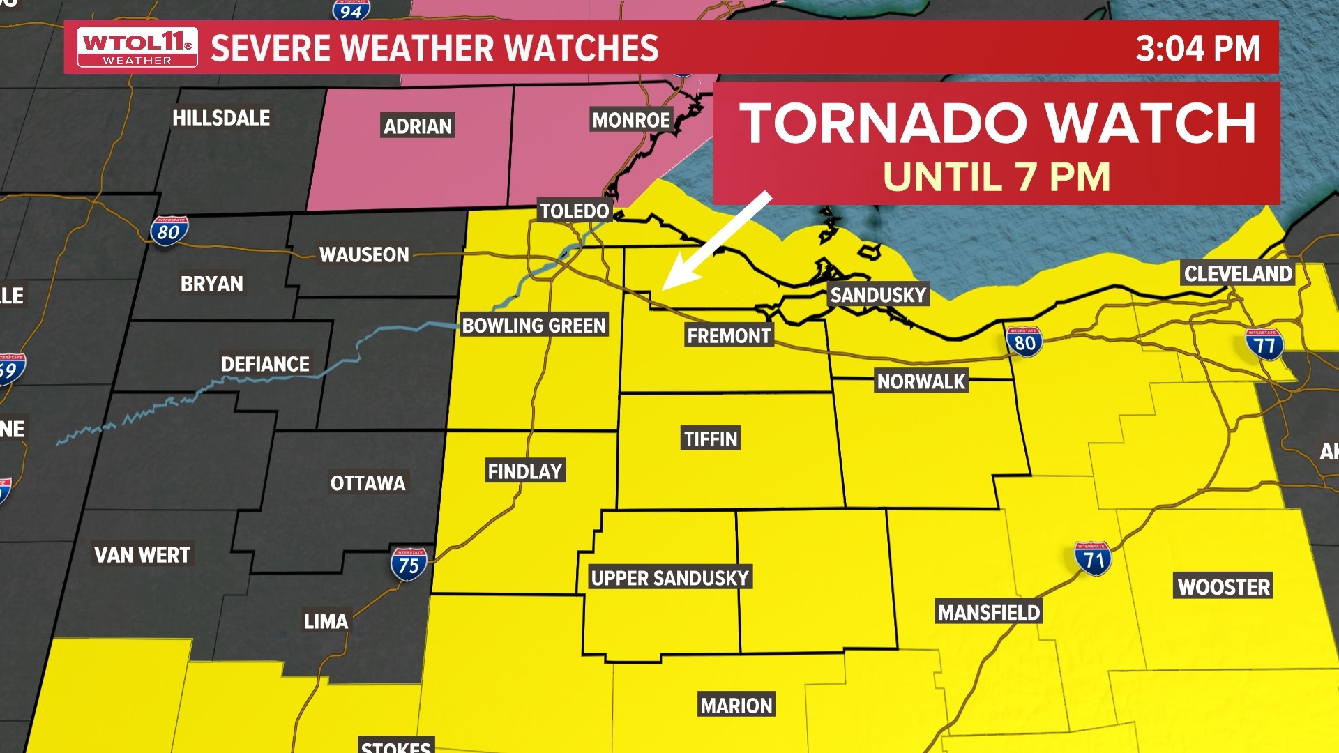 The WTOL 11 Weather team gives an update on the latest developments as severe thunderstorm warnings and tornado watches continue Wednesday in our area.