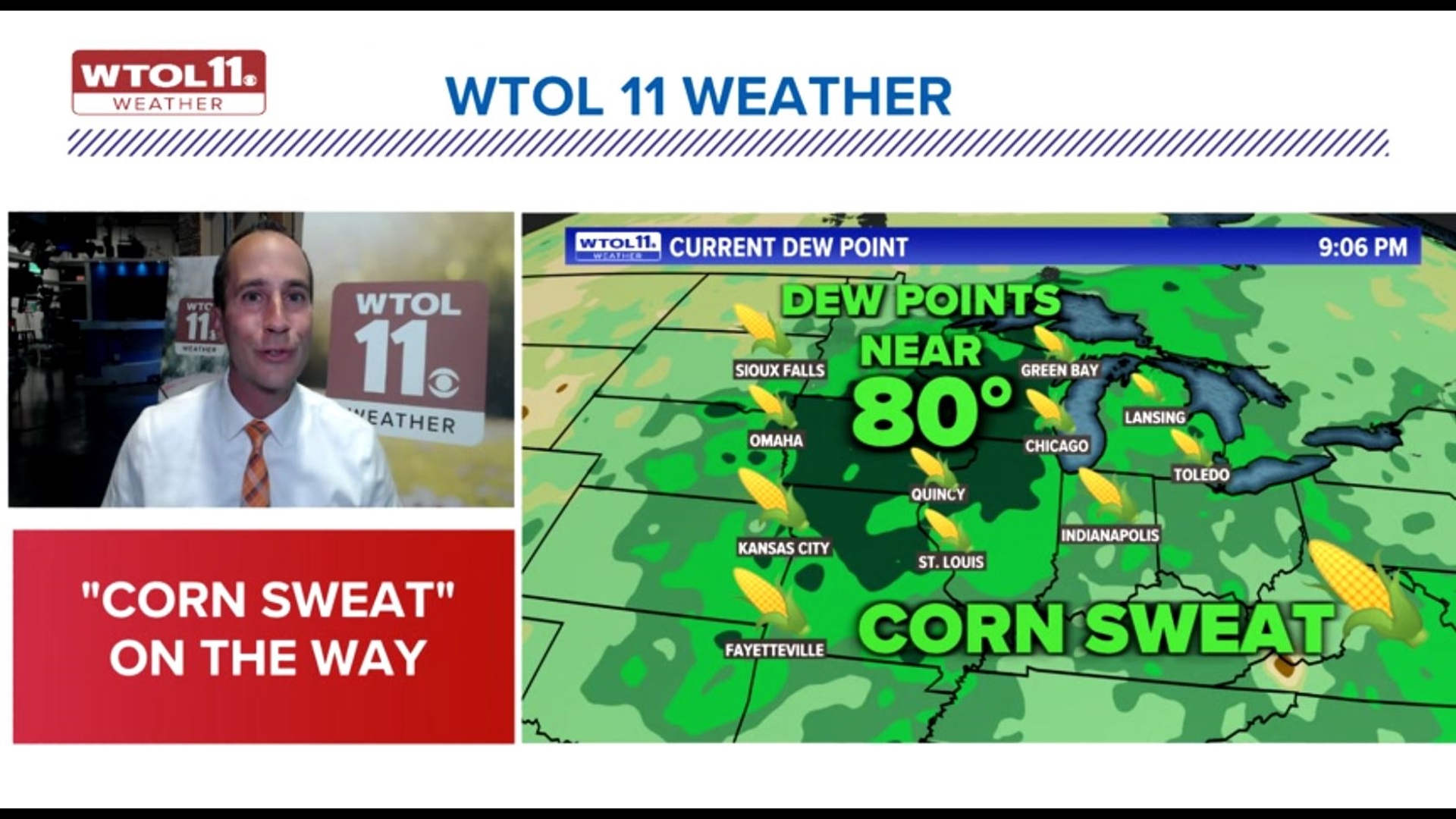 Corn sweat is currently swamping the Midwest, adding to the oppressive hot and humid weather that millions of Americans are feeling.