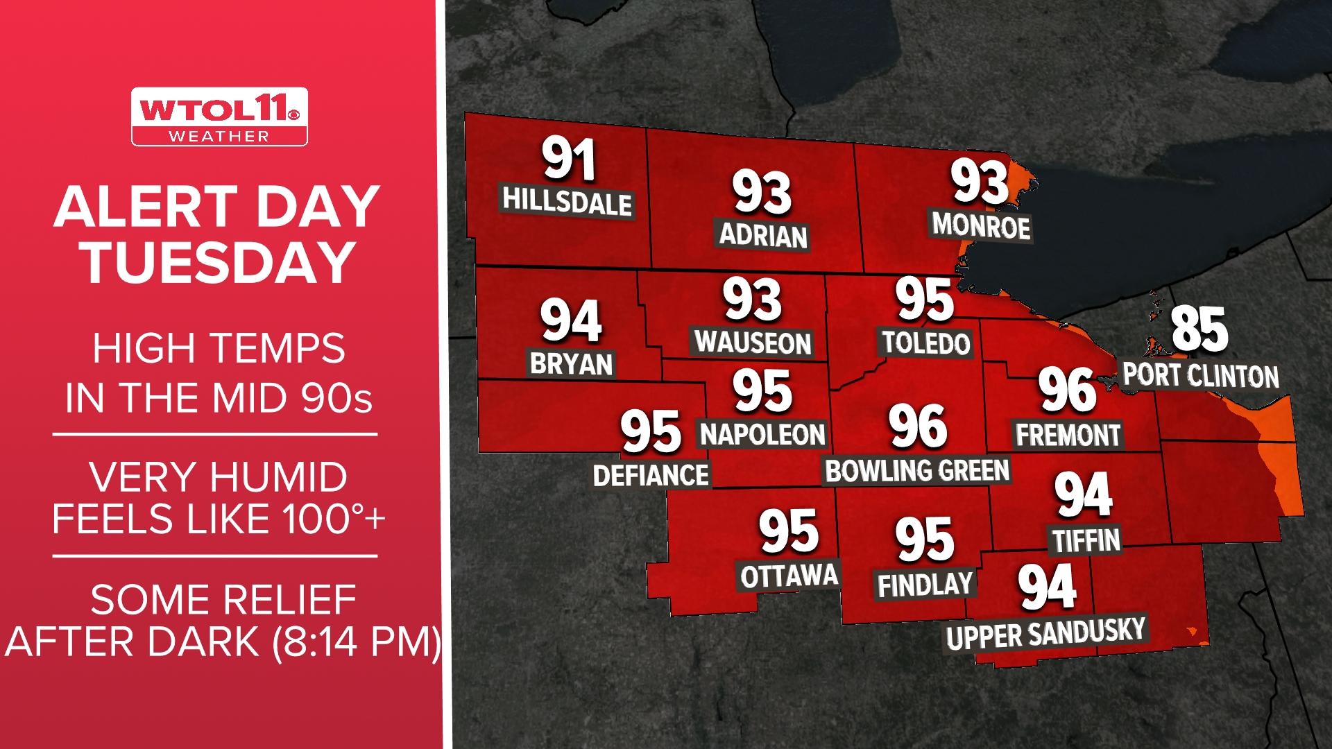 Hot and humid weather on Tuesday leads to ALERT DAY | wtol.com